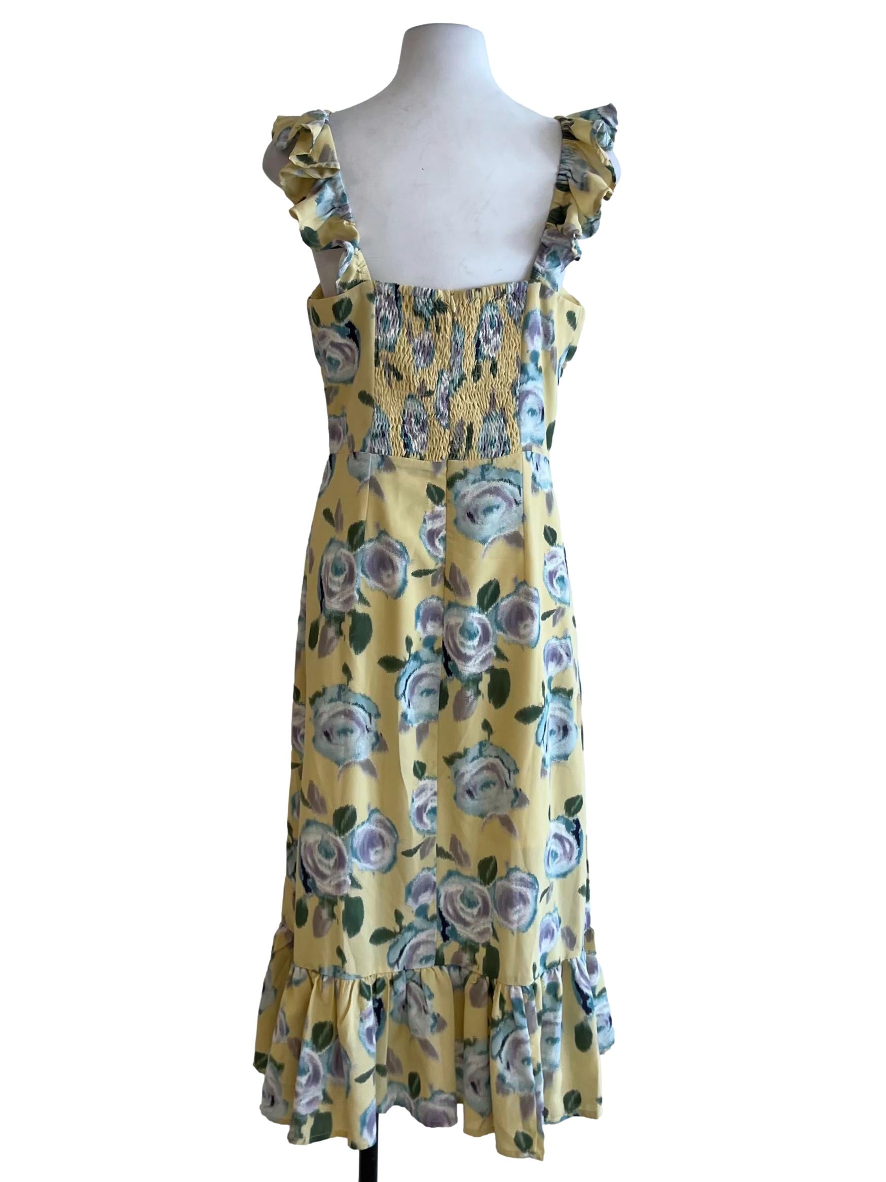 Yellow Floral A-Line Dress