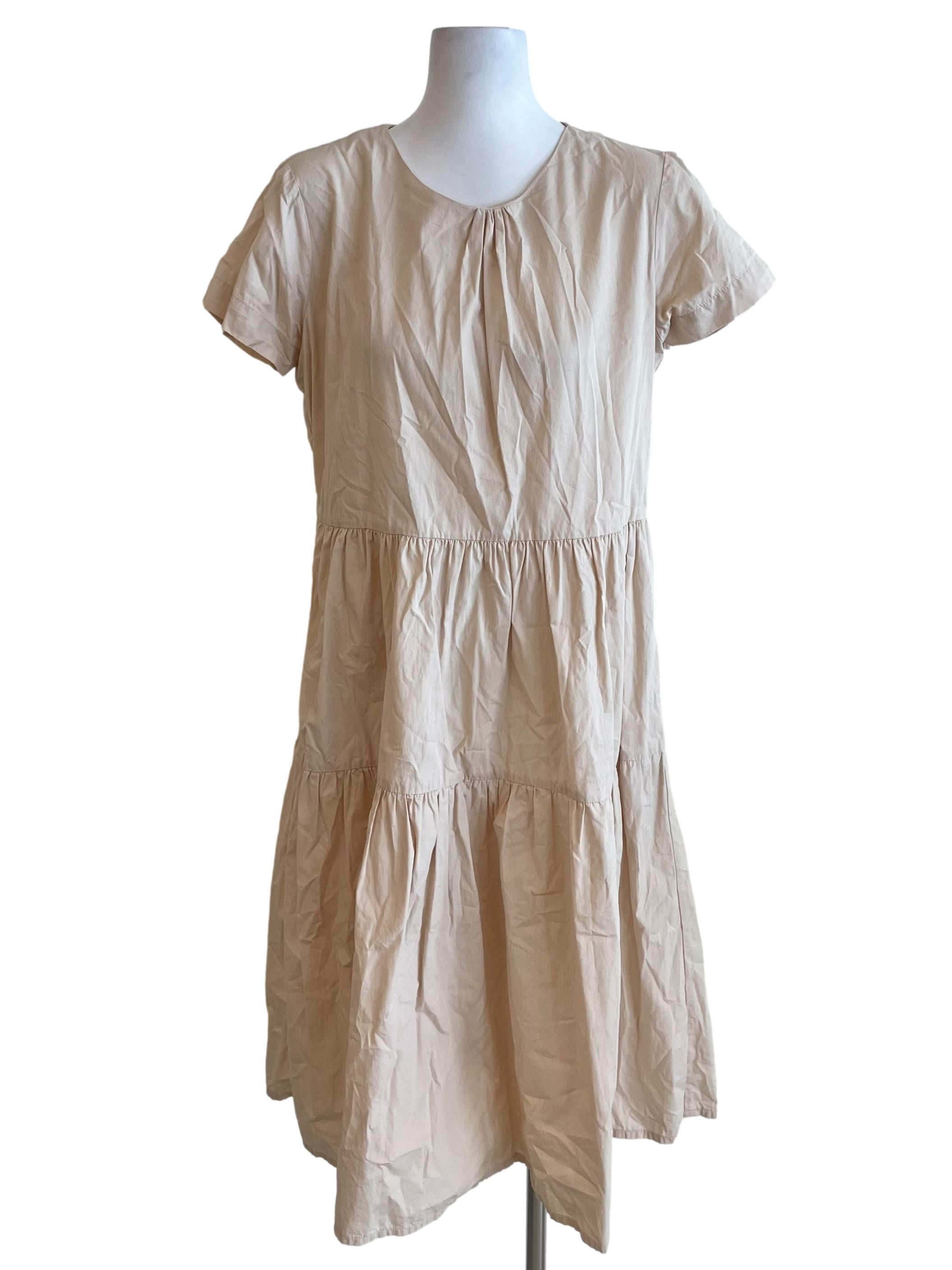 Ivory Tiered Short Sleeves Dress