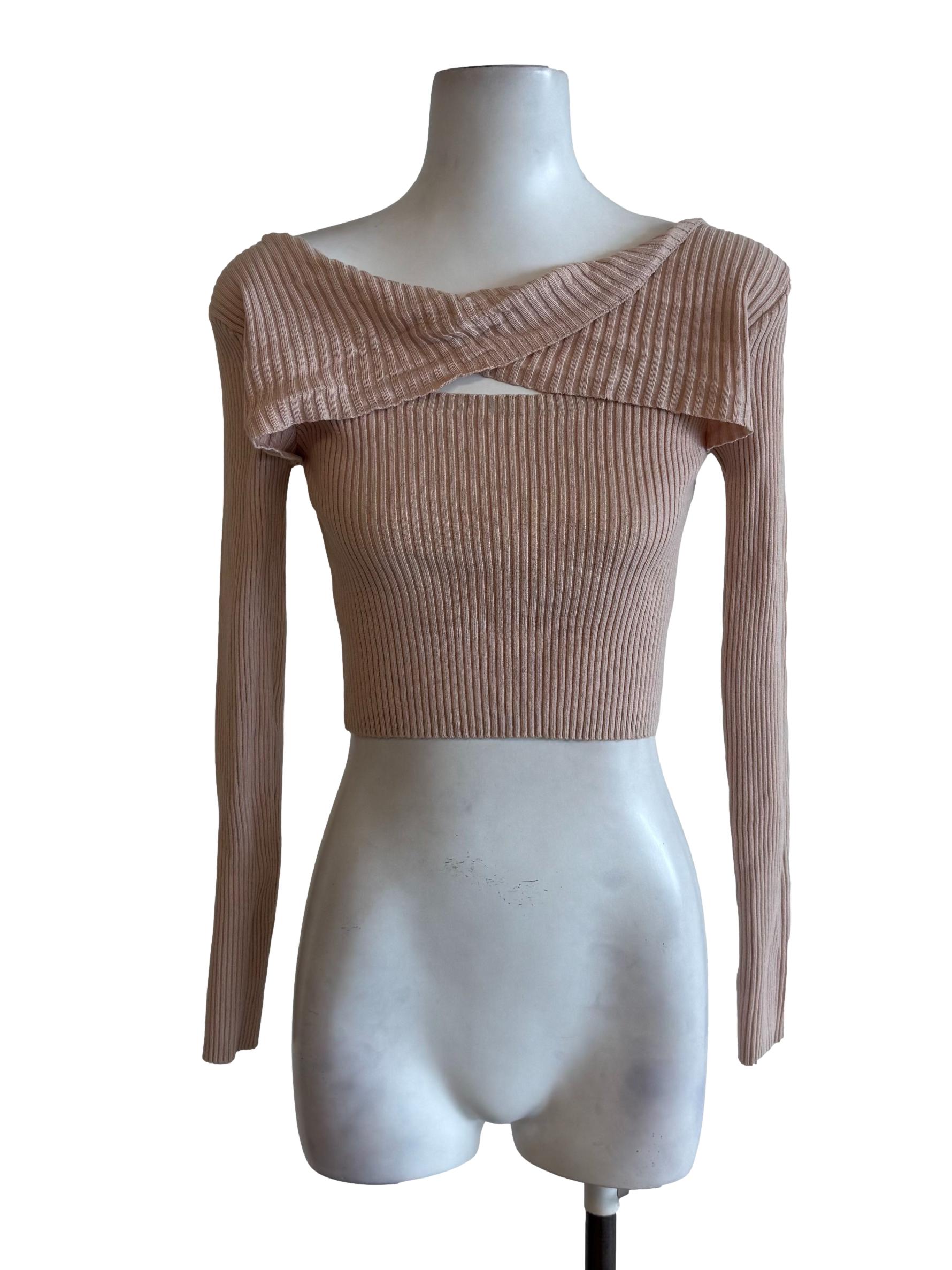 Cantaloupe Ribbed Crossed Top
