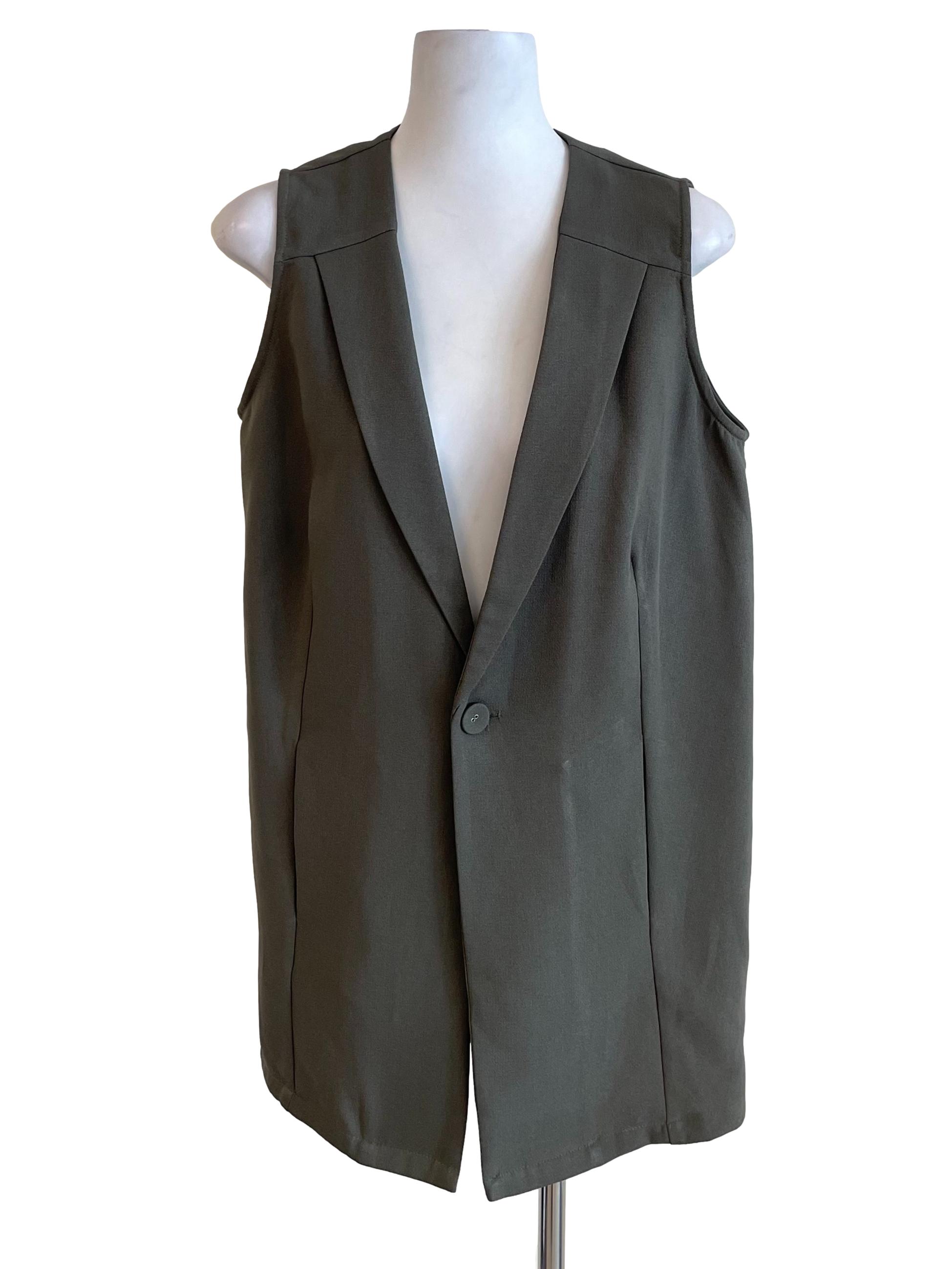 Warm Sage Sleeveless Blazer Dress