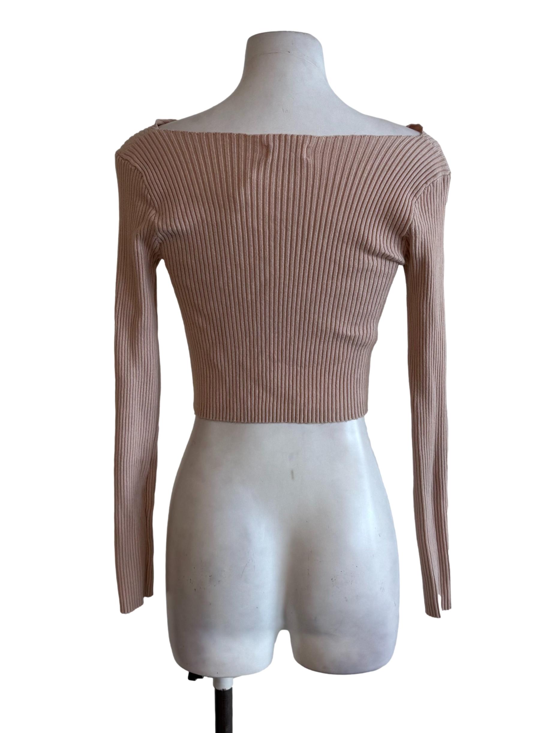 Cantaloupe Ribbed Crossed Top