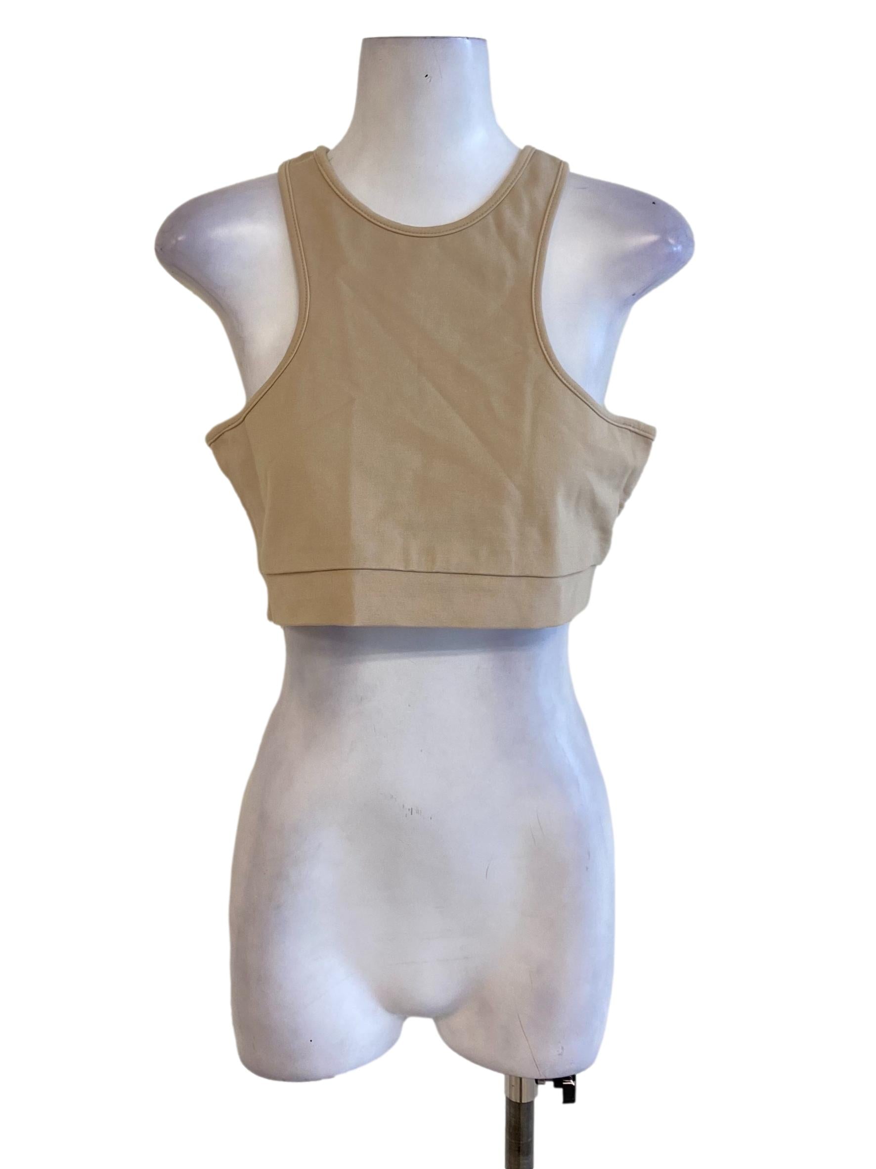 Latte Brown Sleeveless Crop Tank Top YHF