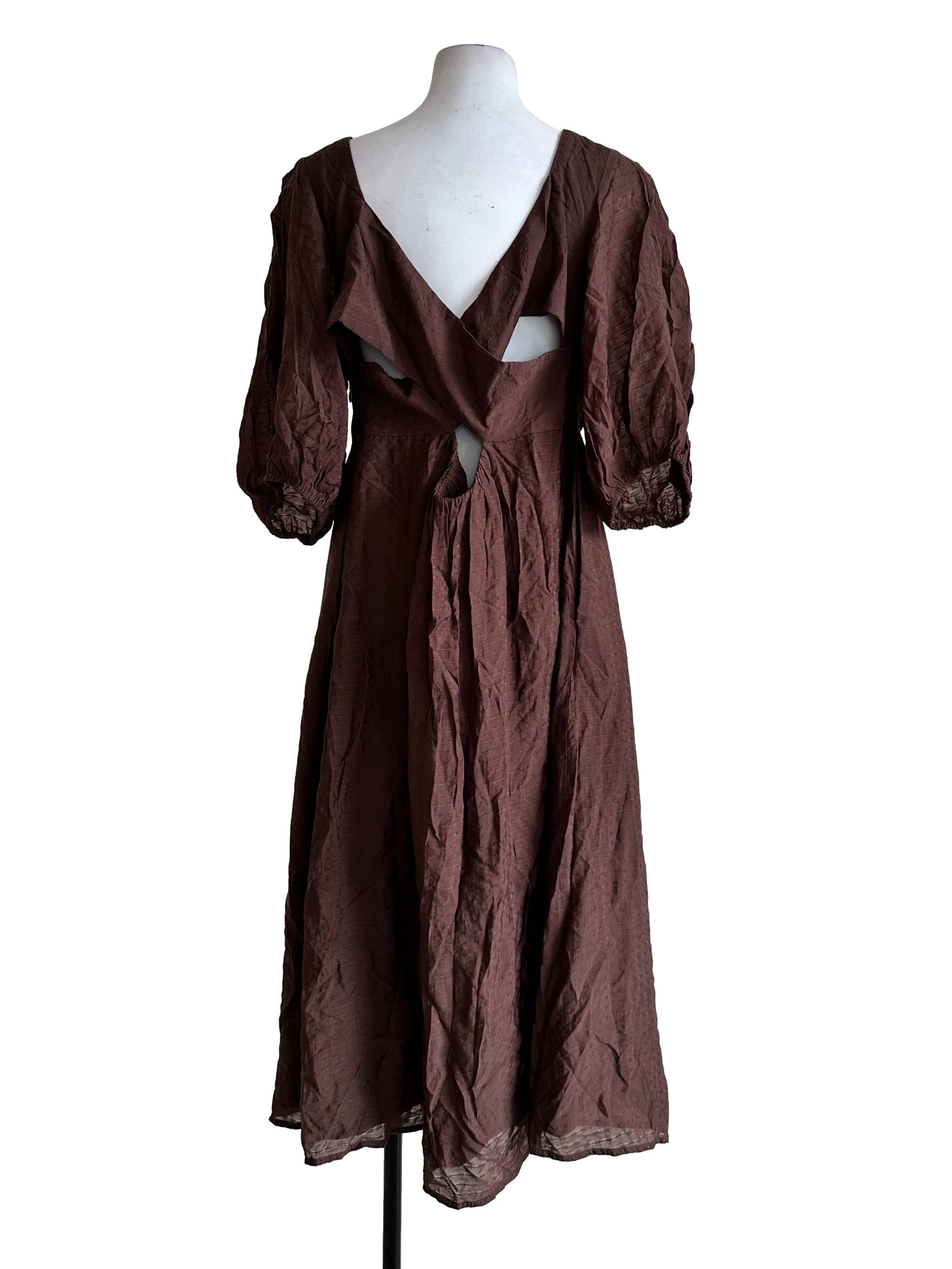 Pecan Brown Textured Maxi Dress
