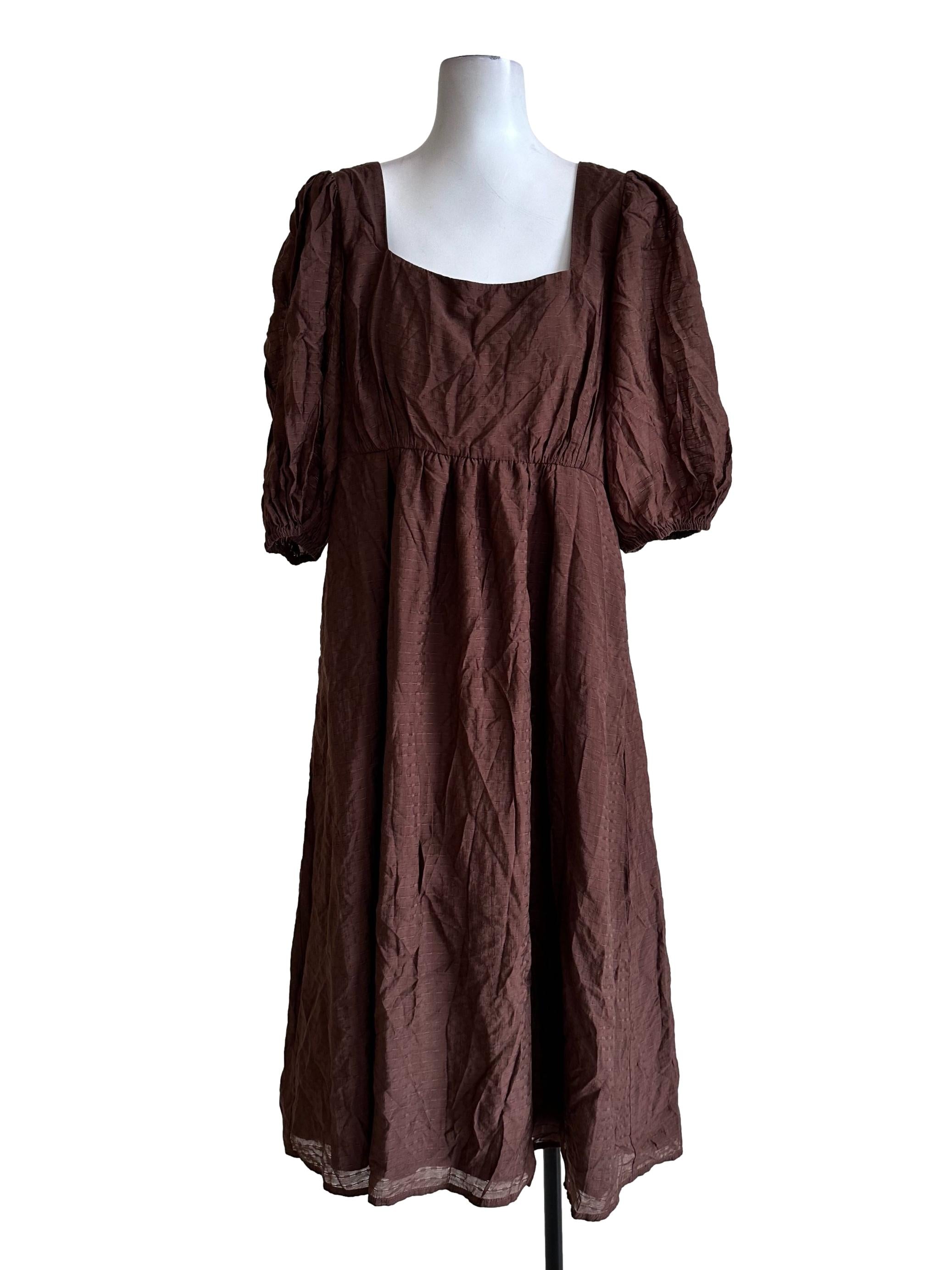 Pecan Brown Textured Maxi Dress