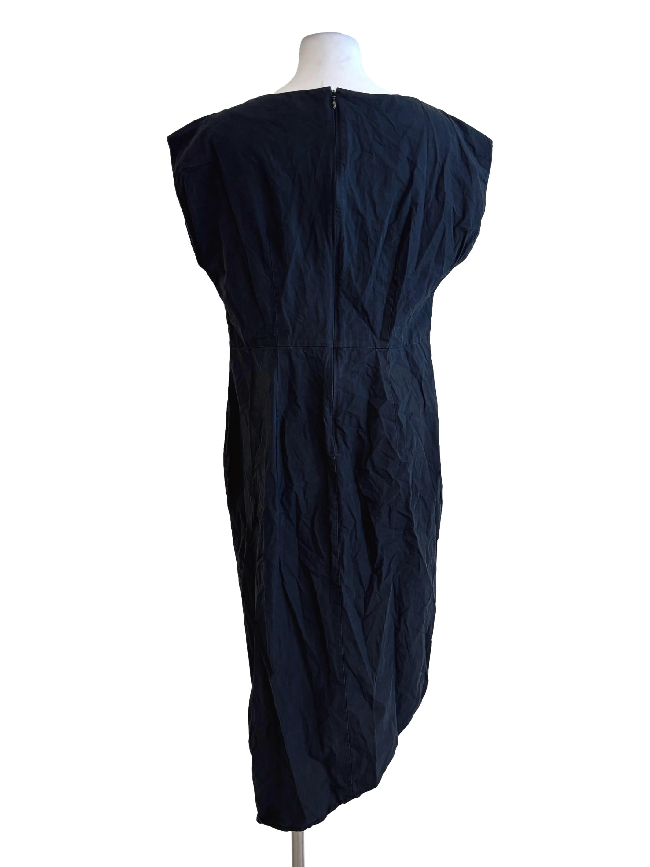 Jet Black Cotton Asymmetrical Dress