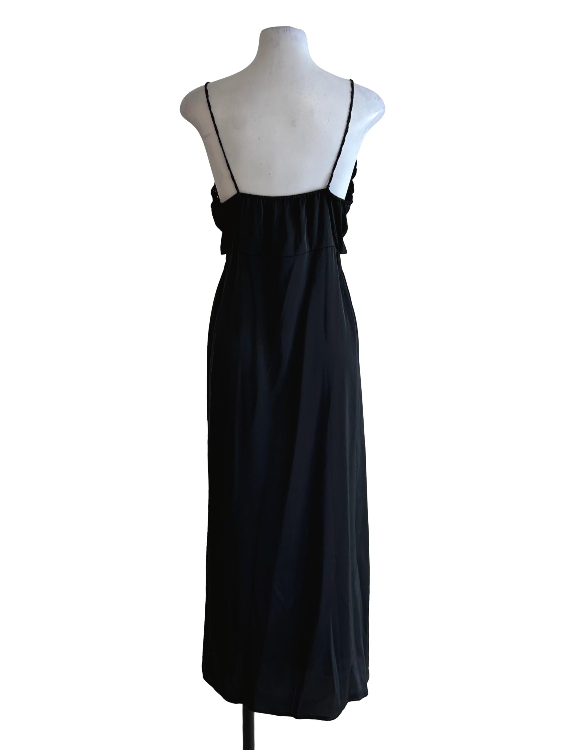 Black Silk Maxi Dress With Bralette Top