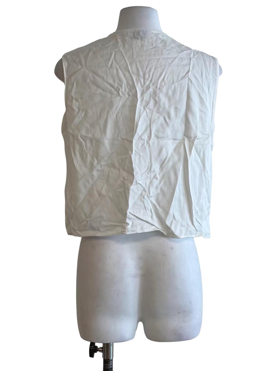 White Jewel Neckline Blouse
