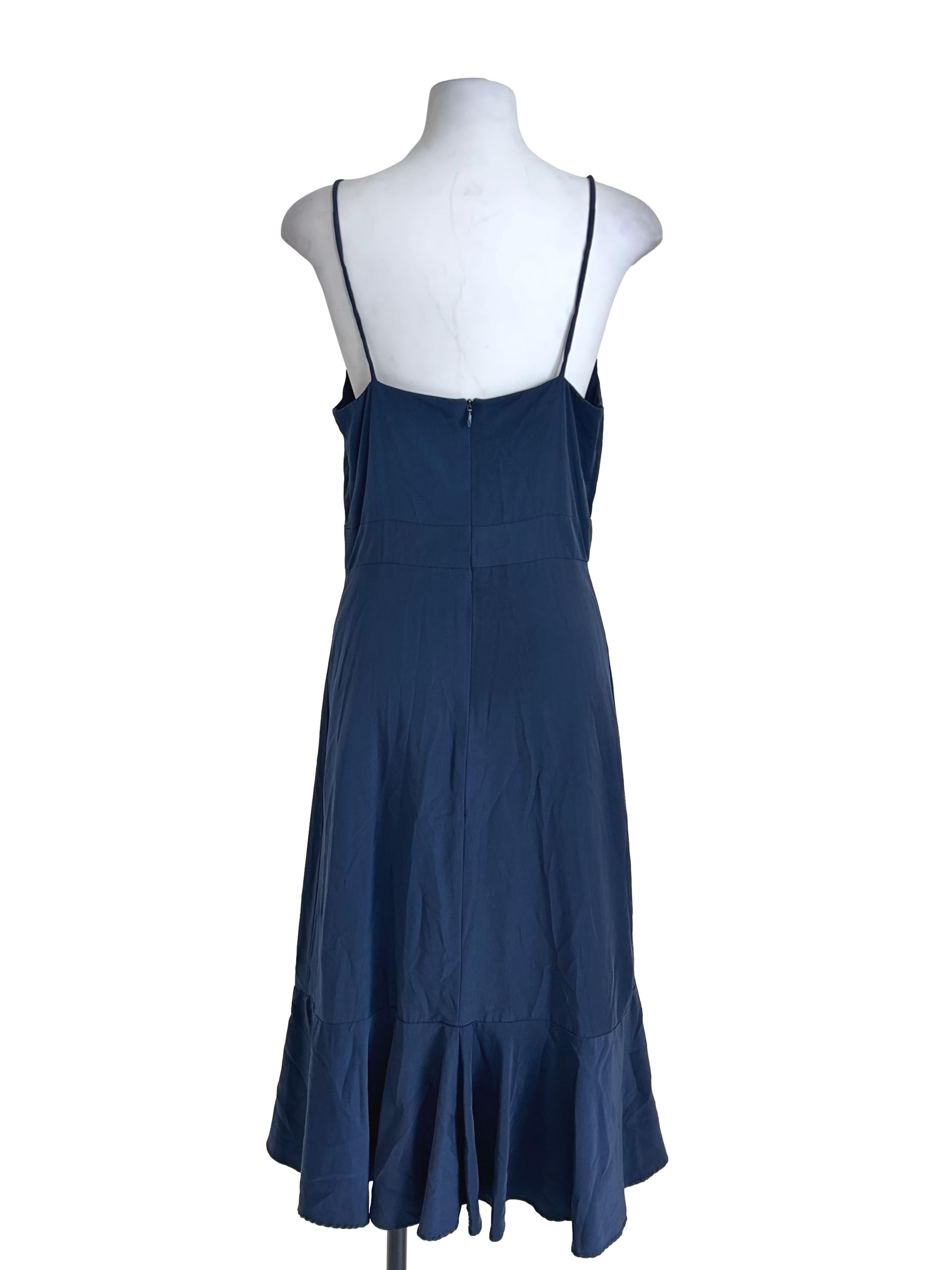 Navy Cami Flounce Hem Dress