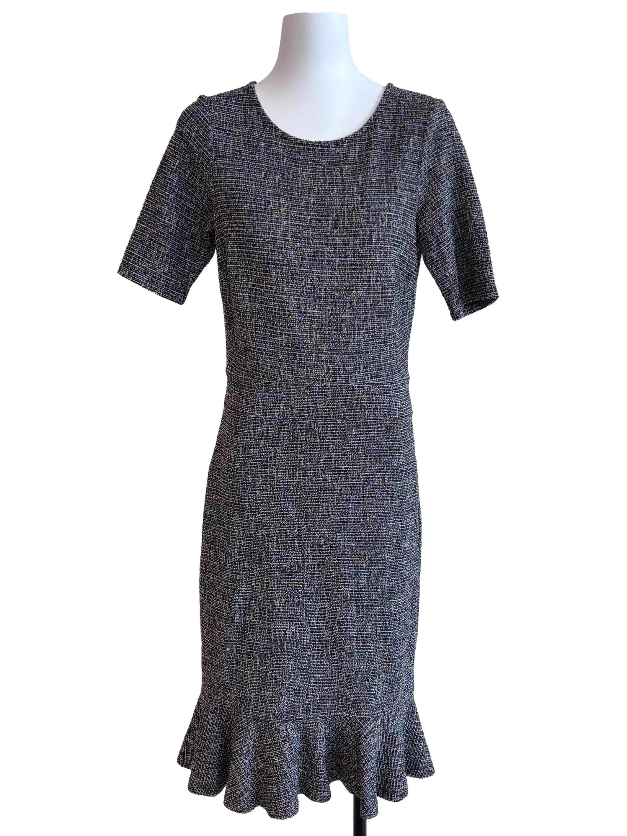 Black Gia Flounce Hem Tweed Dress CSN