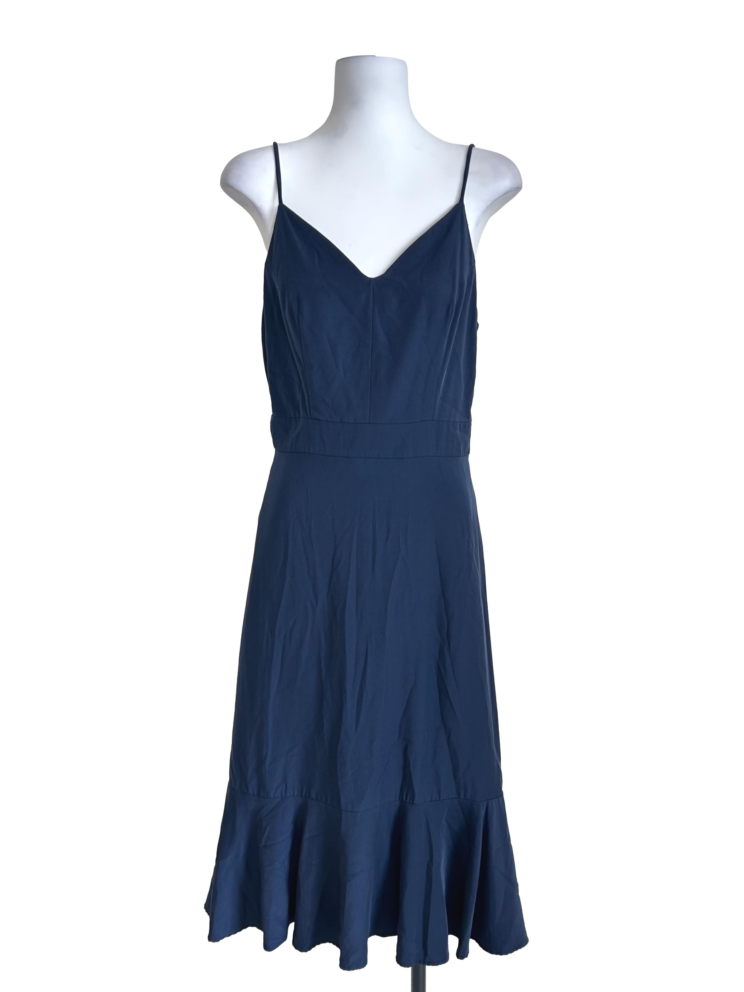 Navy Cami Flounce Hem Dress
