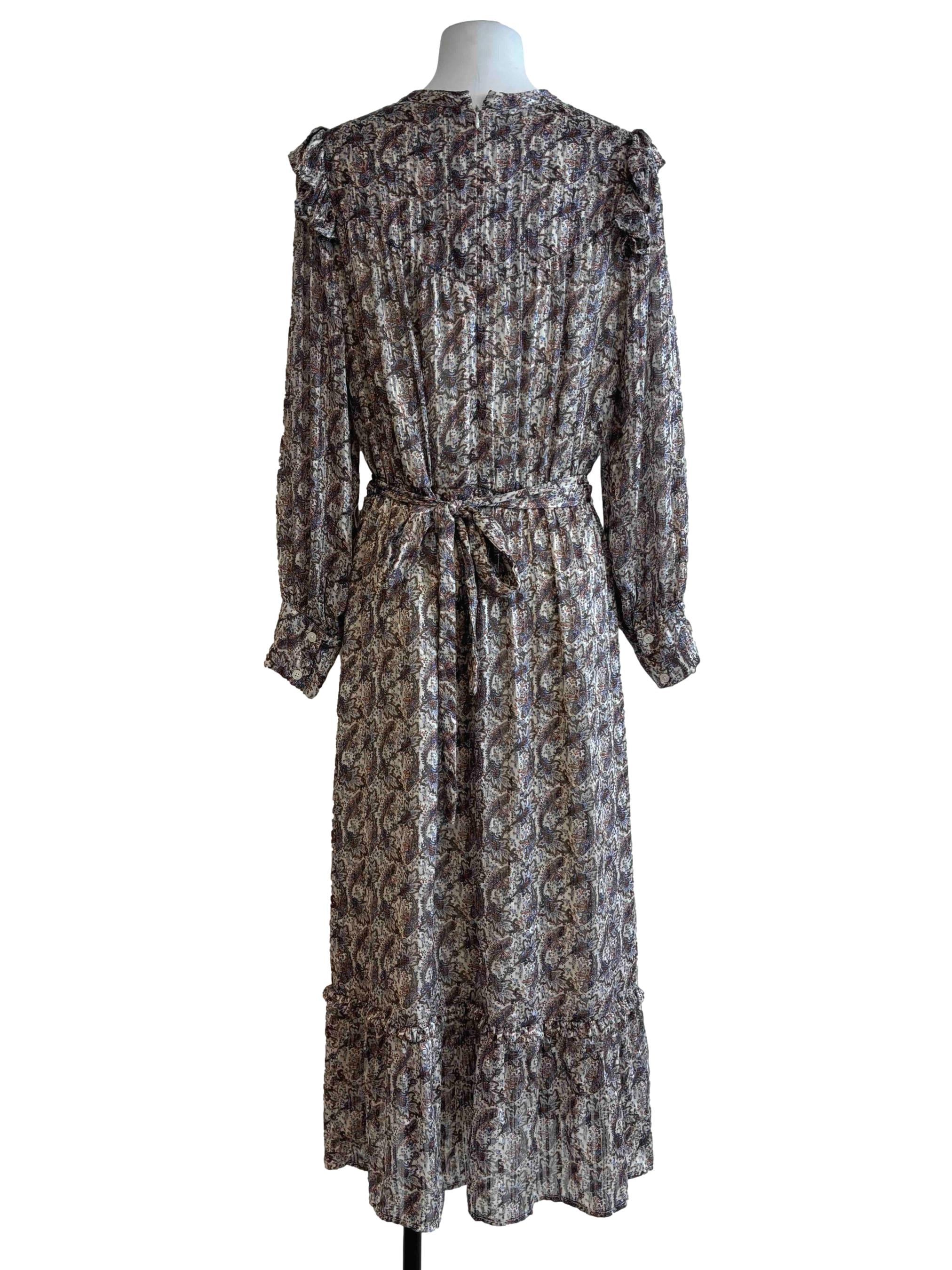 Sepia Brown Printed Ruffle Dress