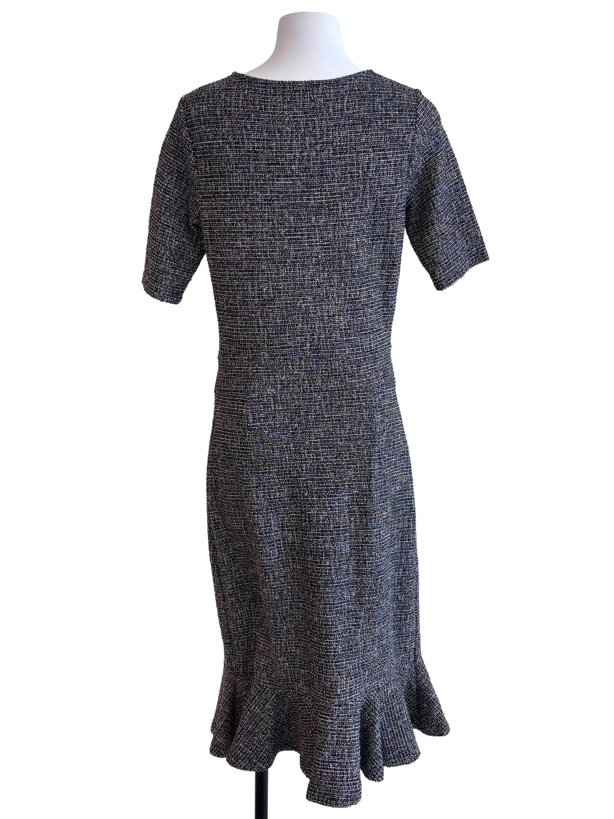 Black Gia Flounce Hem Tweed Dress CSN