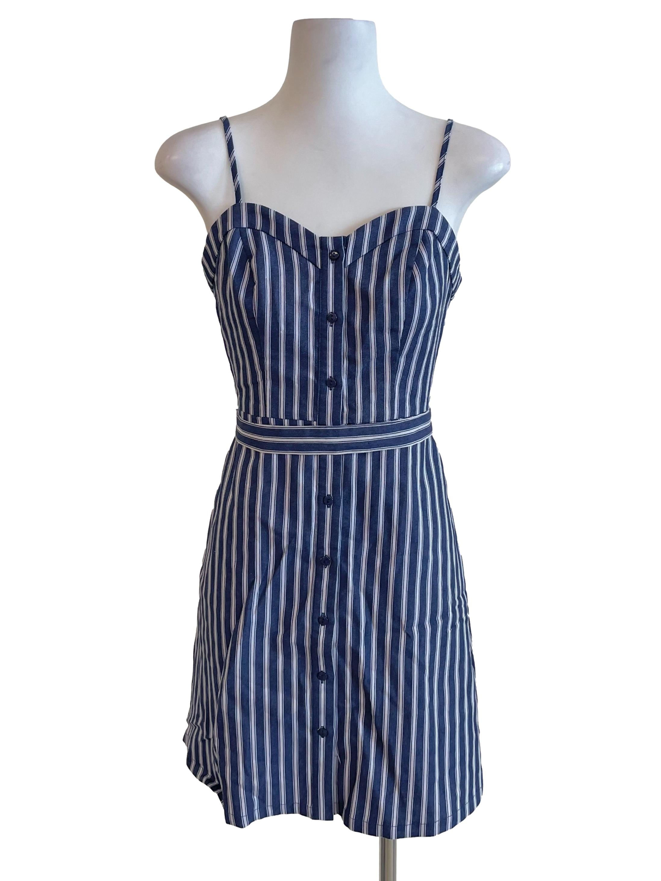 Light Indigo Stripe A-Line Dress