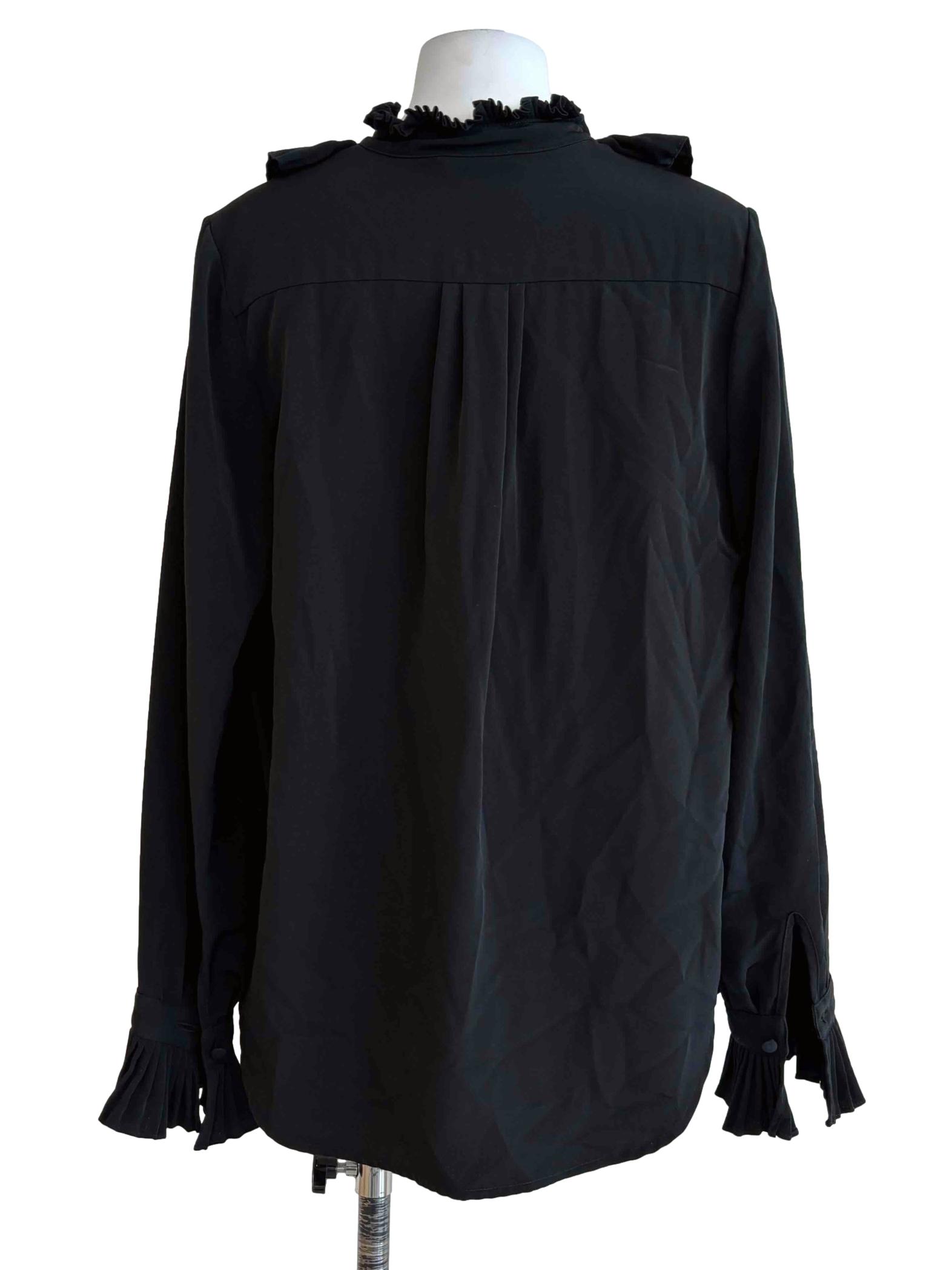 Onyx Black Ruffle Neck Blouse