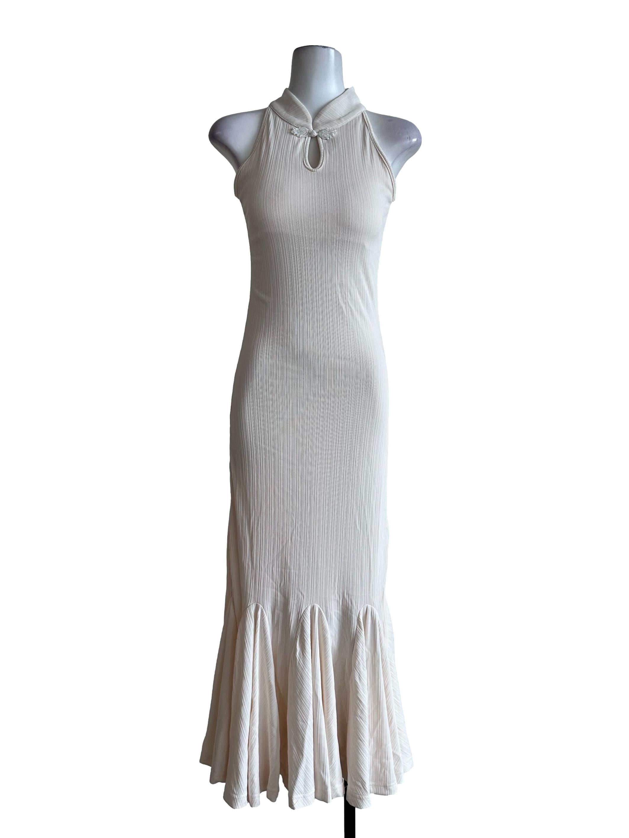 Shortbread Beige Padded Sleeveless Maxi Dress