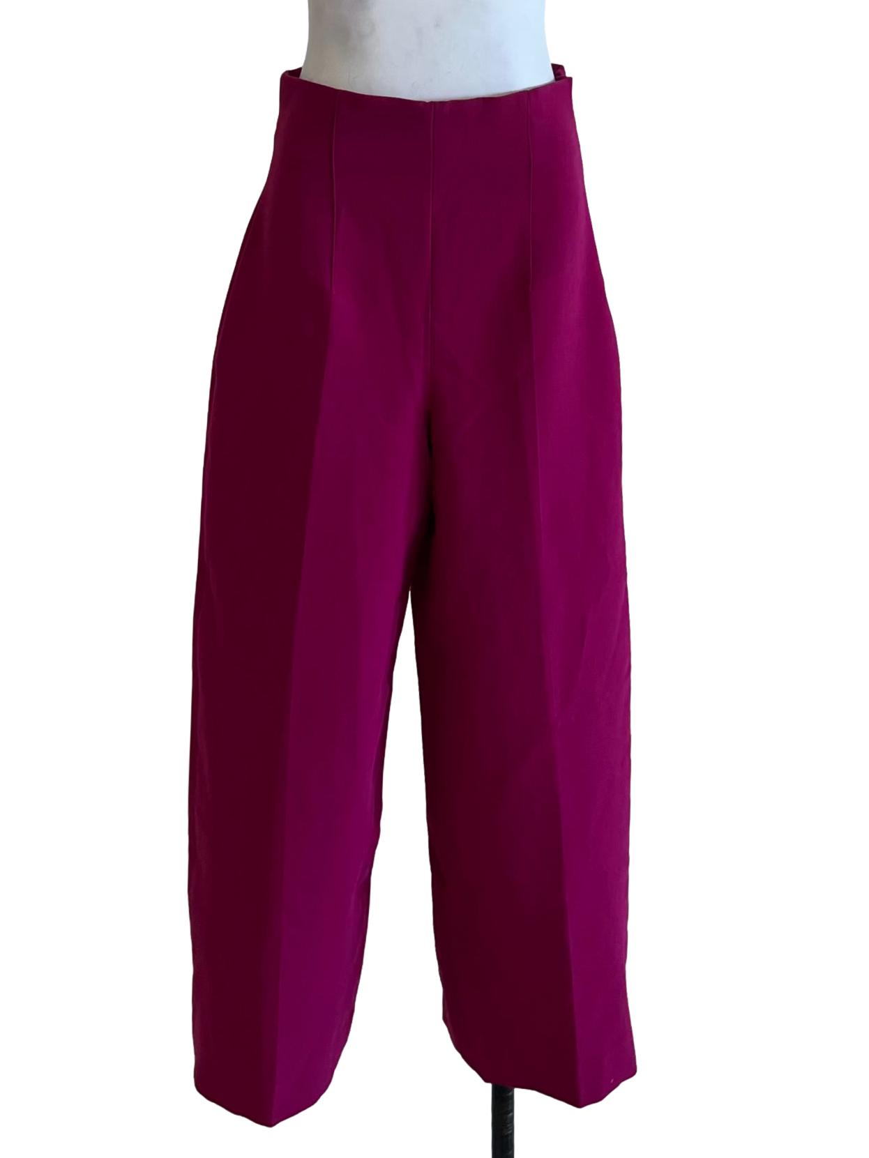 Magenta Purple High-Waisted Formal Pants