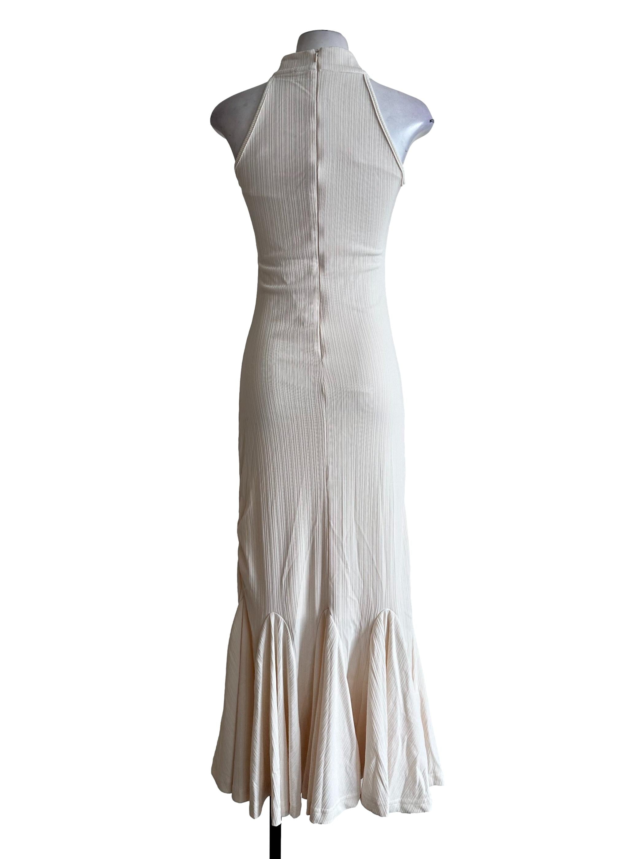 Shortbread Beige Padded Sleeveless Maxi Dress