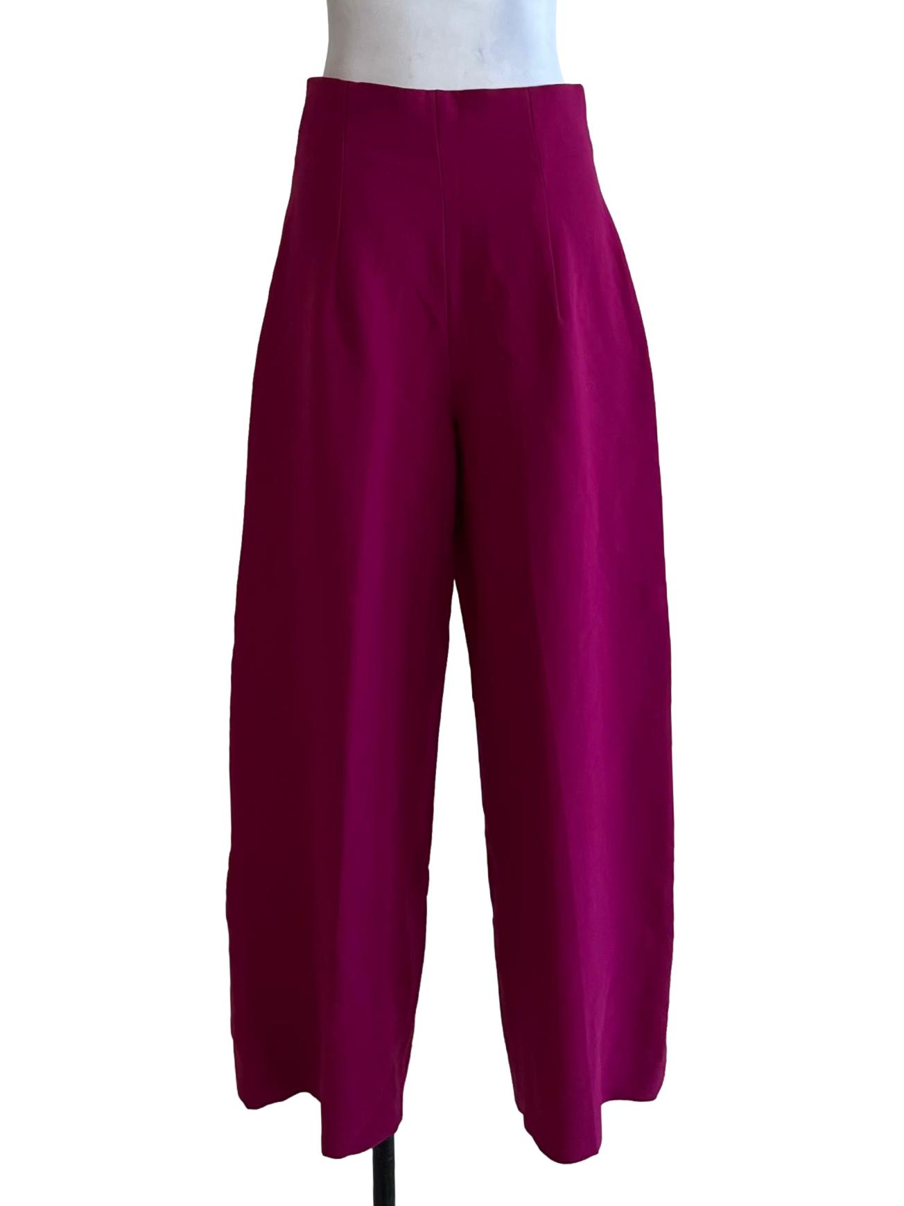 Magenta Purple High-Waisted Formal Pants
