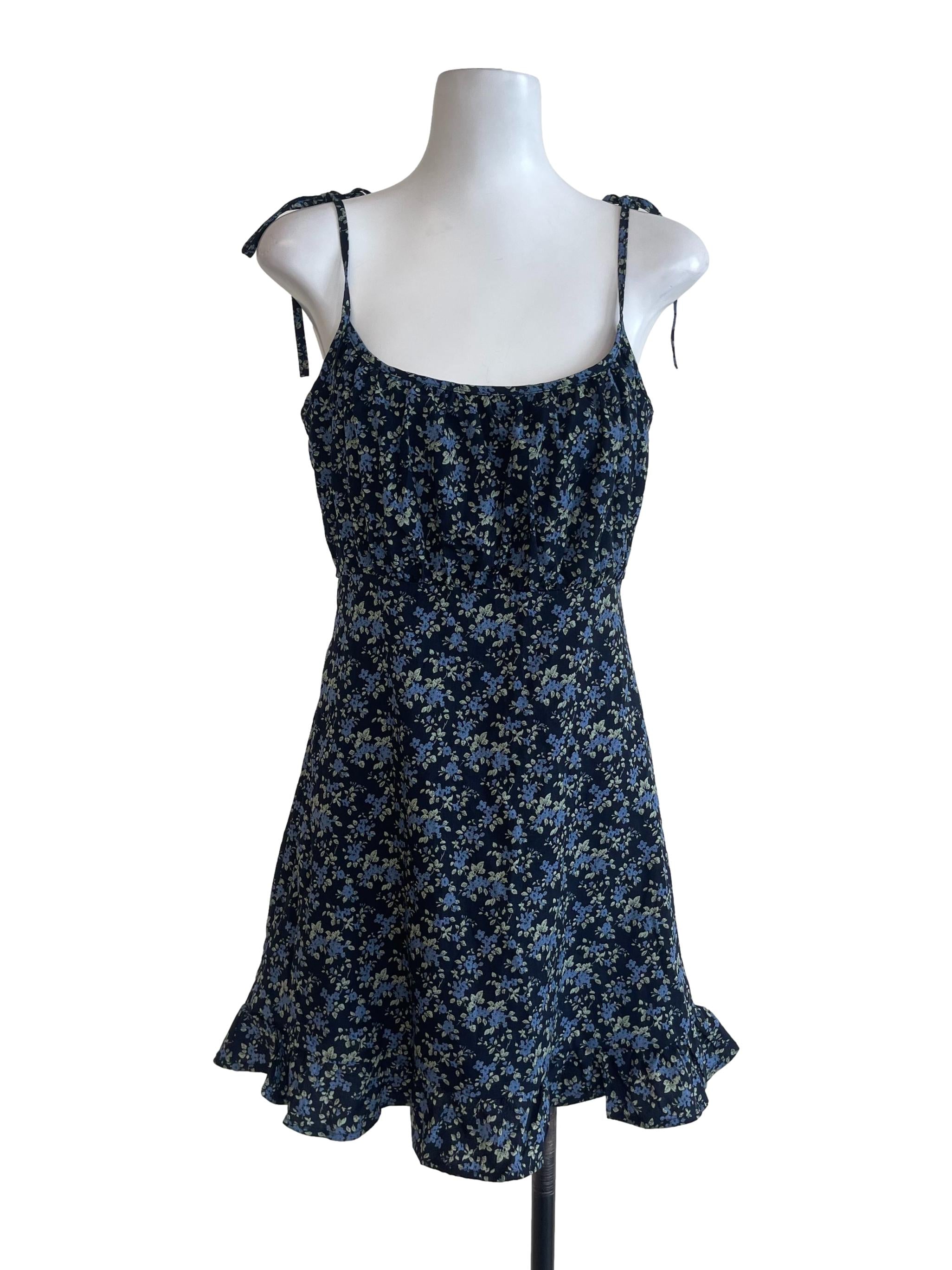 Black and Blue Floral Mini Dress