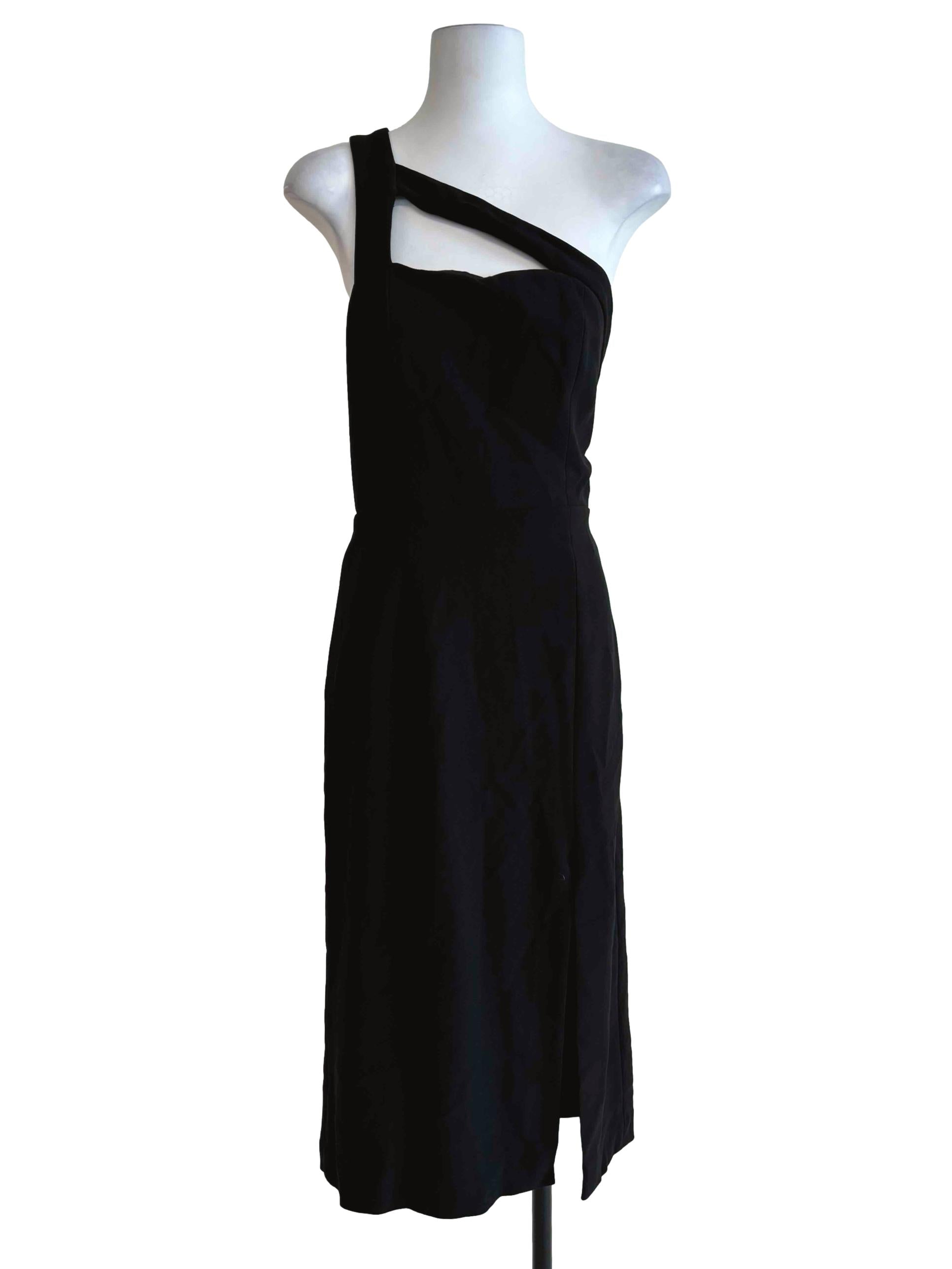 Ink Black One Shoulder Sheath Dress