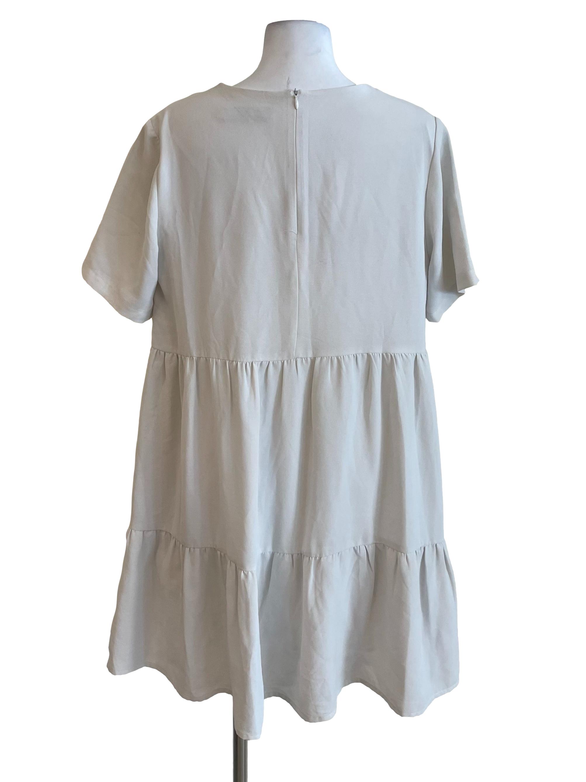 Off White Tiered V Neck Dress