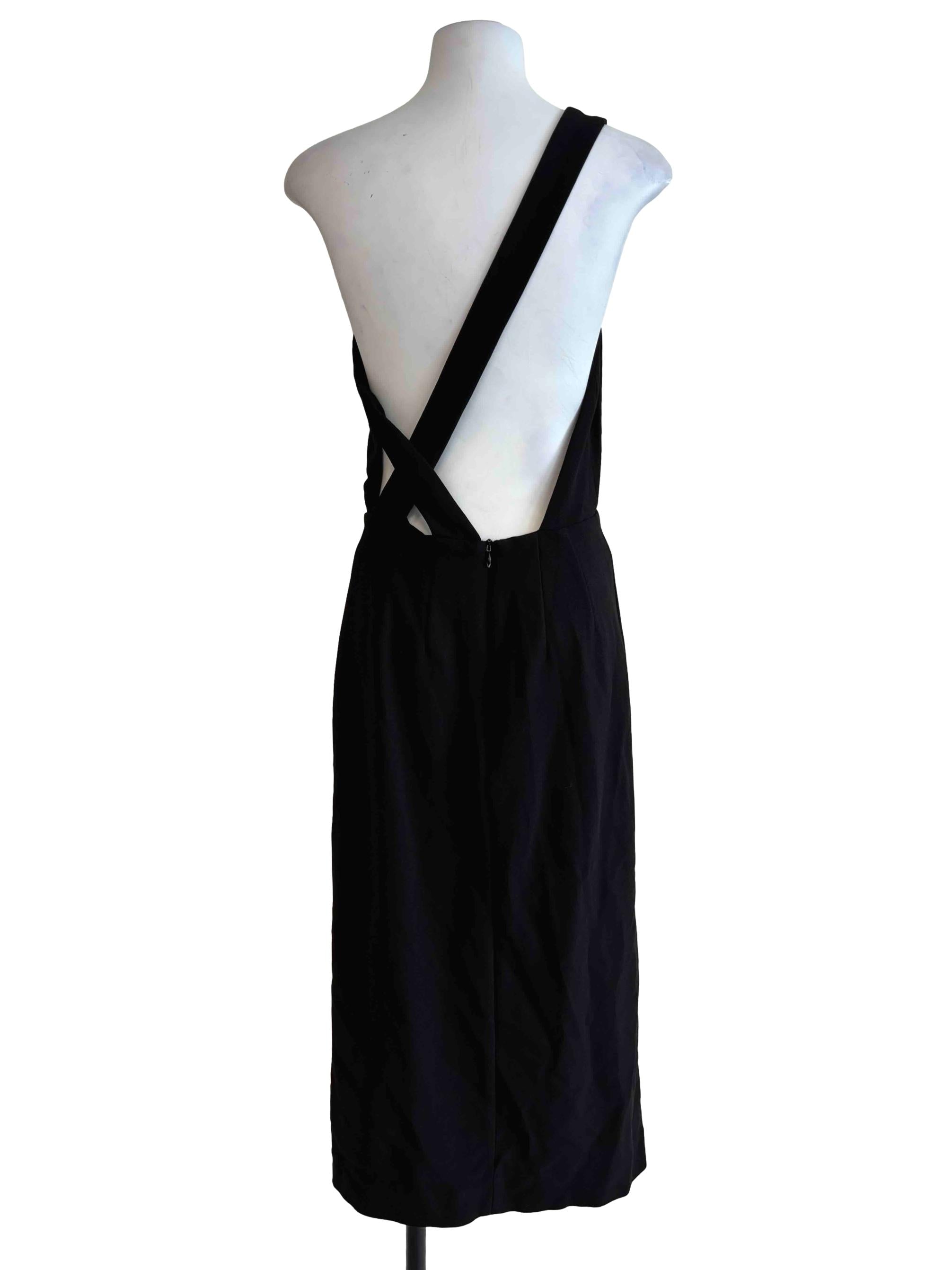Ink Black One Shoulder Sheath Dress