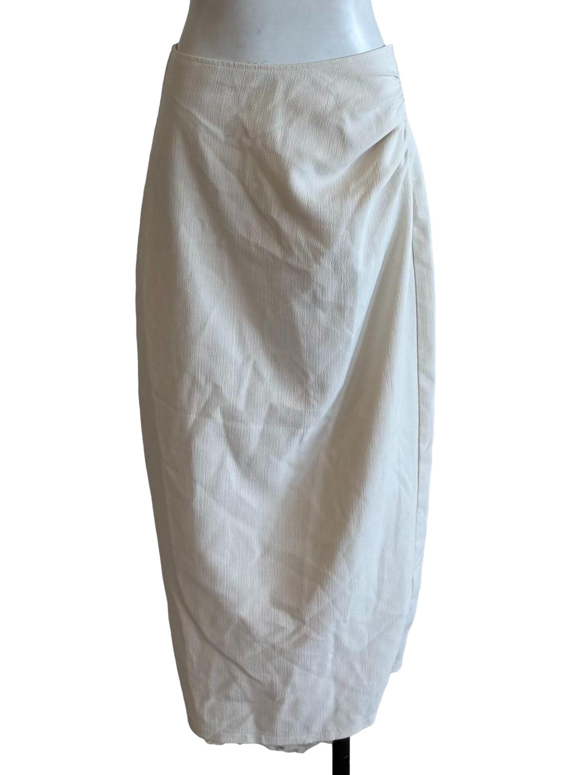 Off White Draped Pencil Skirt