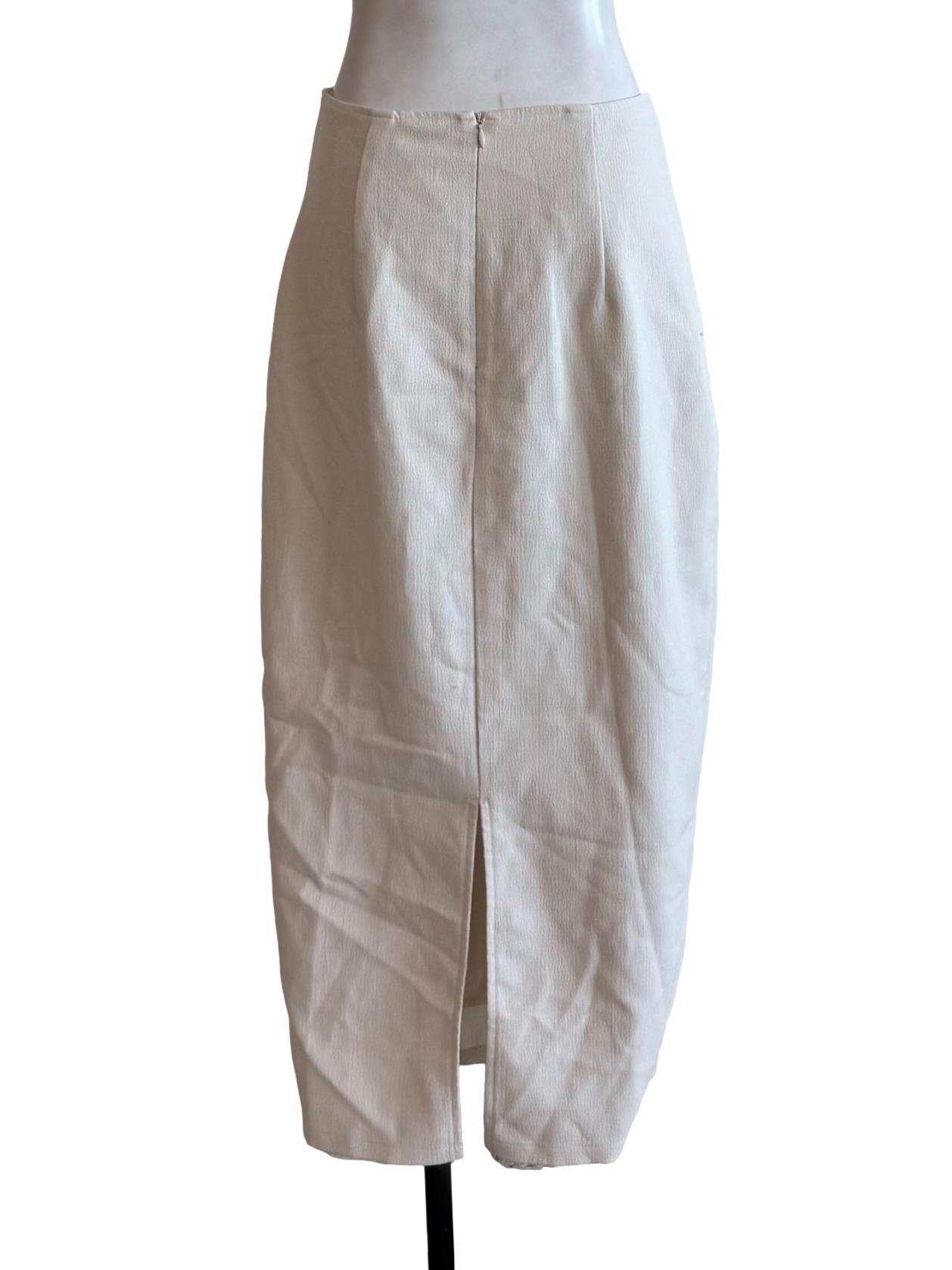 Off White Draped Pencil Skirt