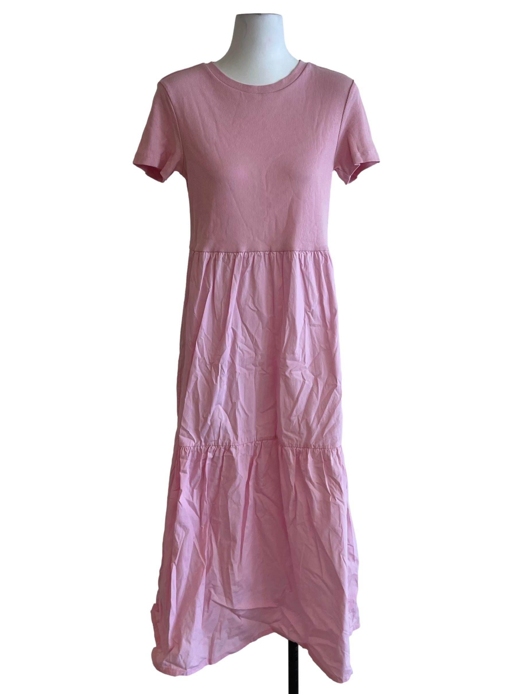 Blush Pink Jewel Neckline Empire Dress