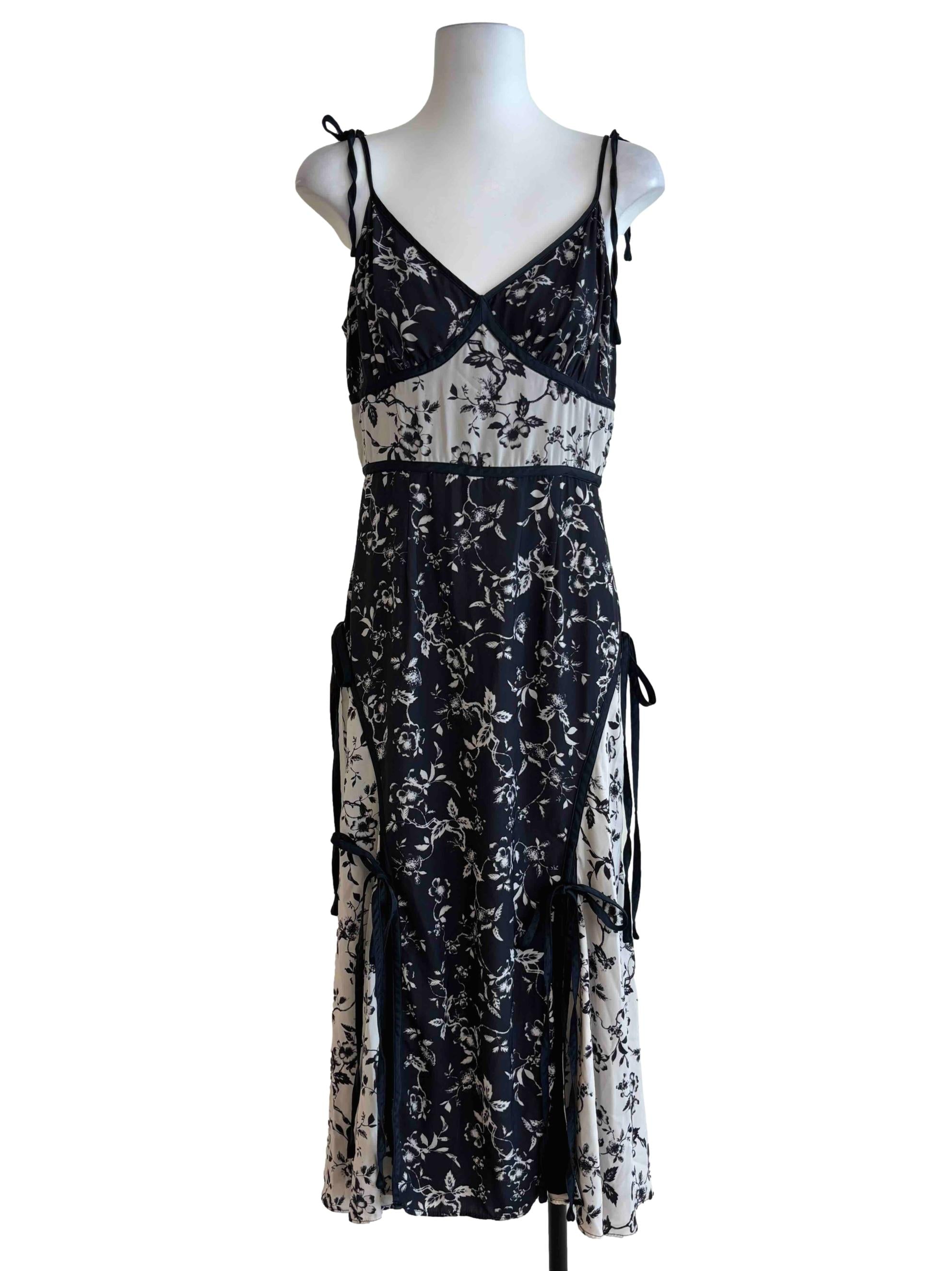 Midnight Blue Patterned Ribbon Dress