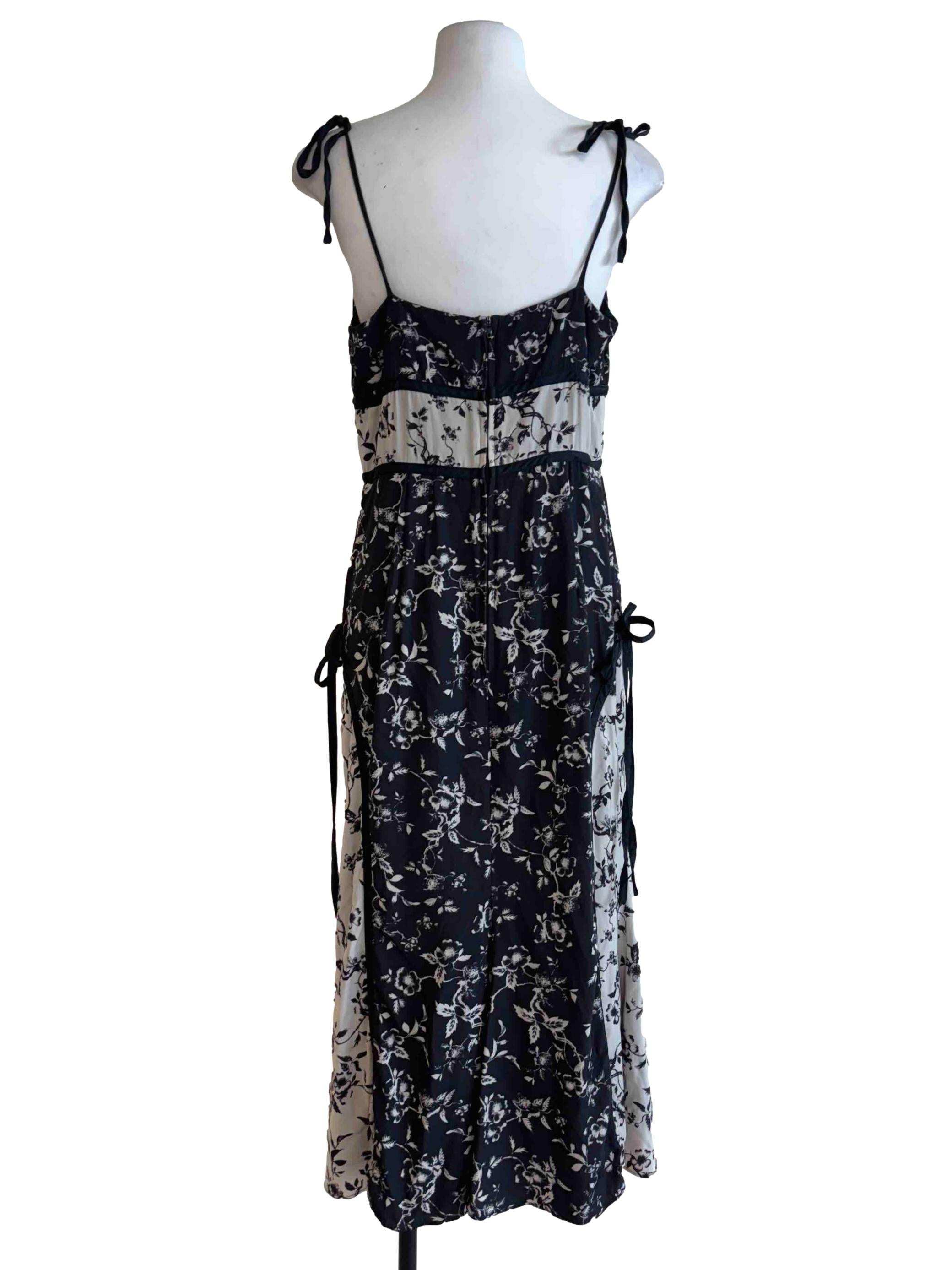Midnight Blue Patterned Ribbon Dress