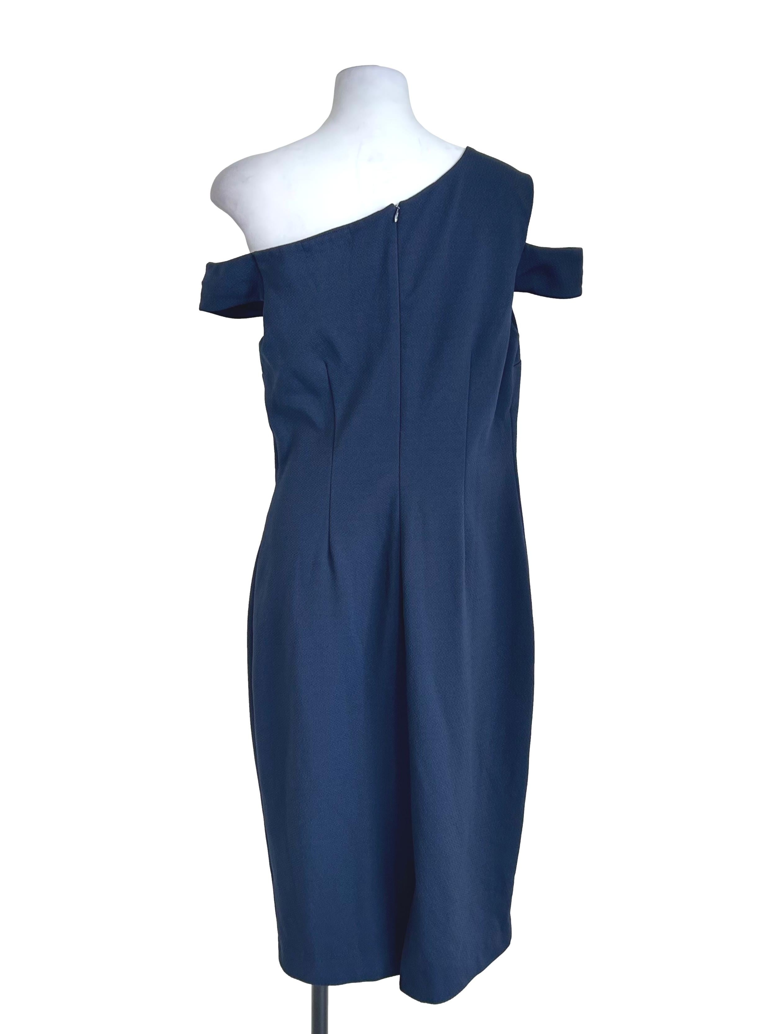 Navy Cold Shoulder Structural Dress