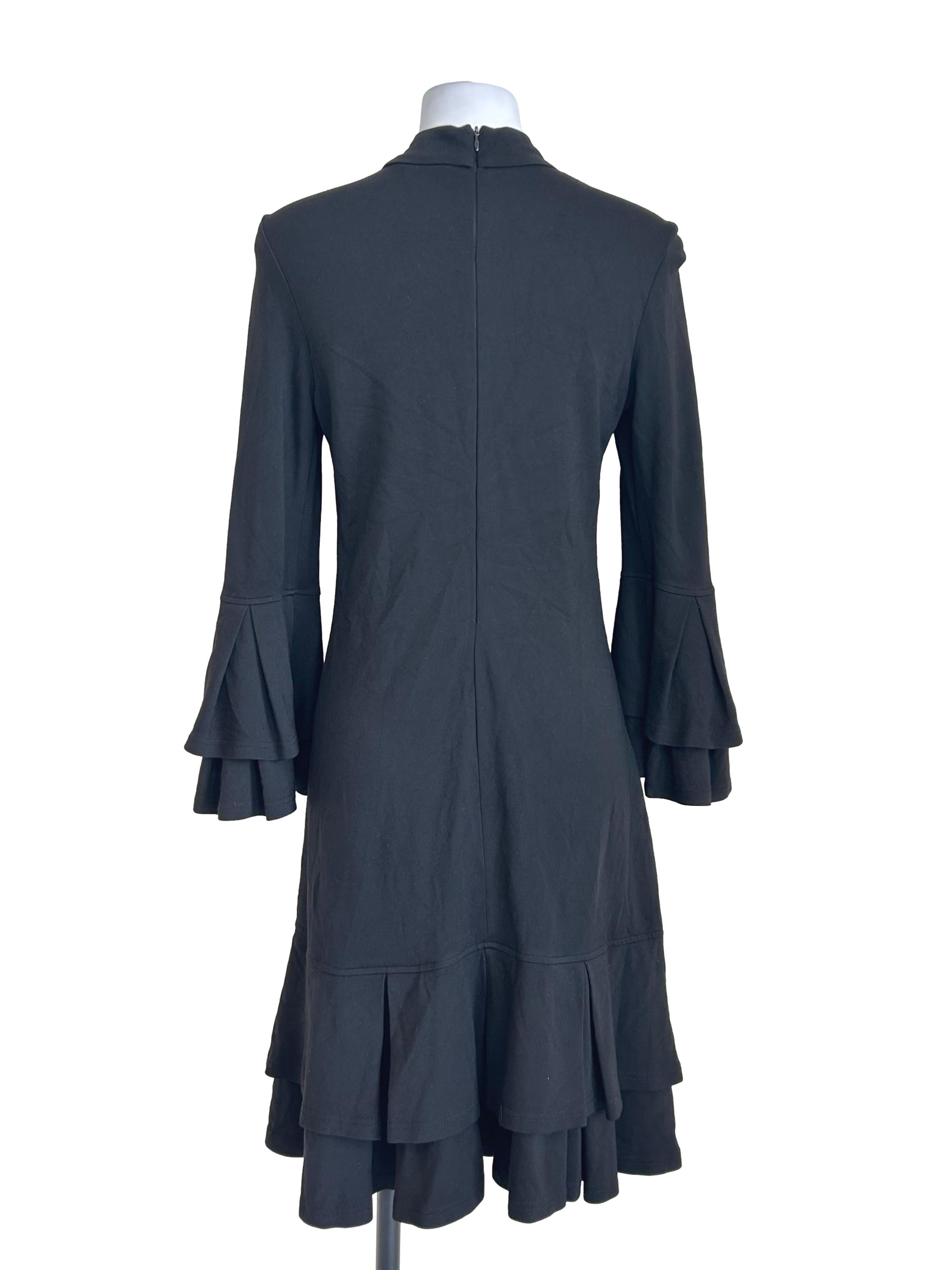 Black Mock Neck Pleated Dress