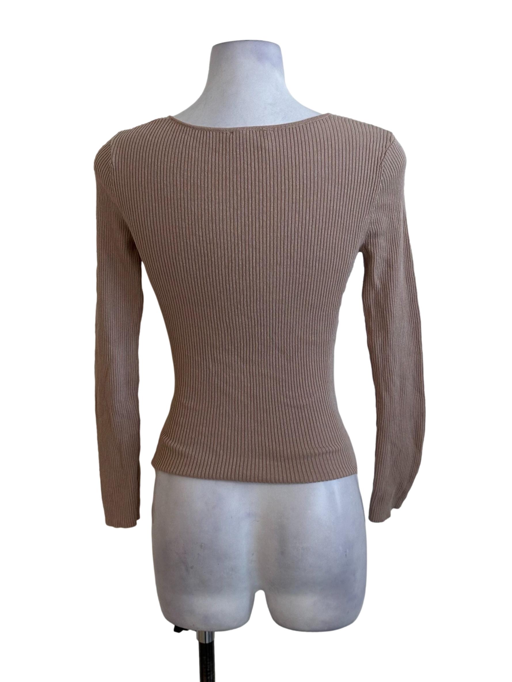 Sepia Brown Knit Long Sleeve Top
