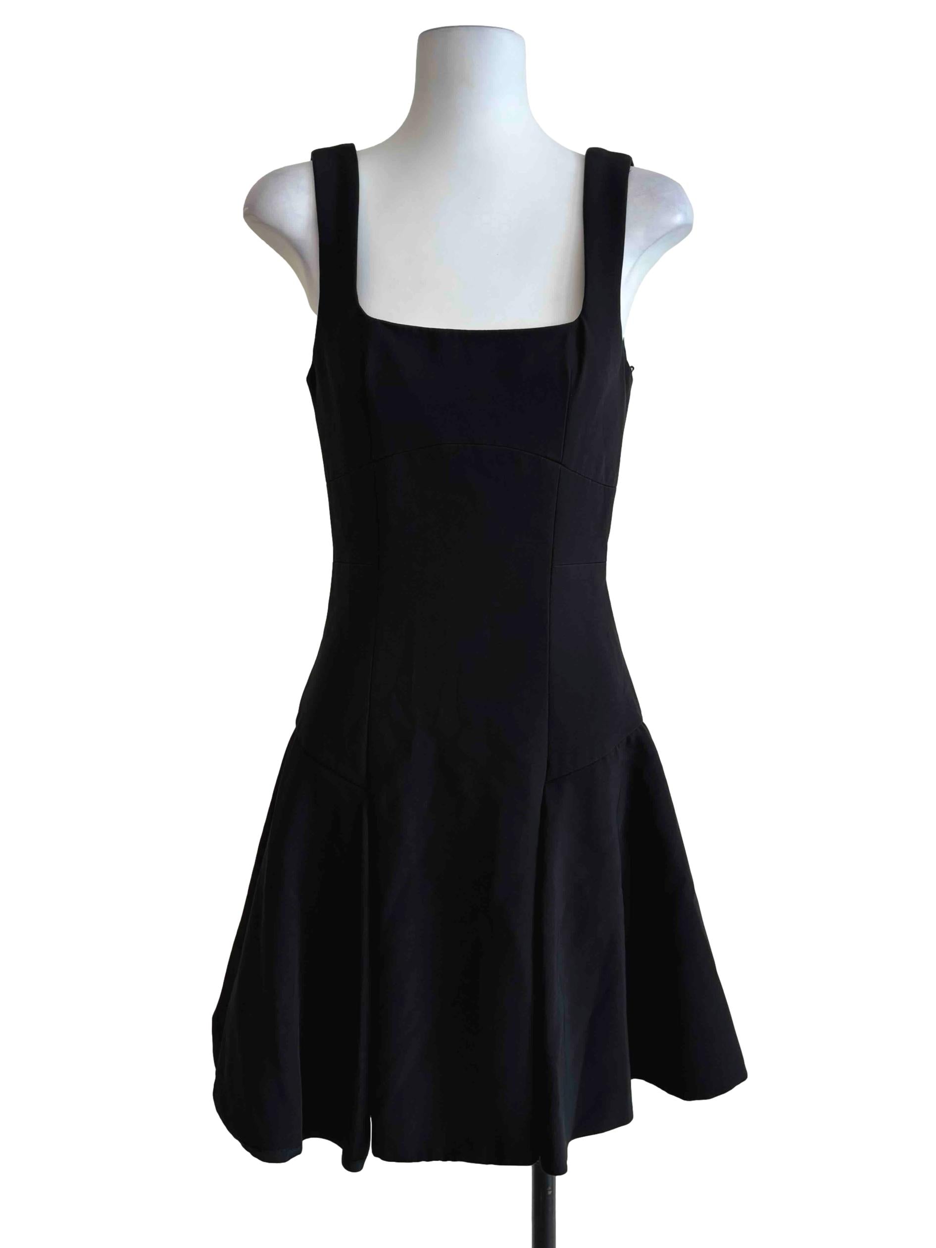 Rich Black Square Neck Sabrina Dress