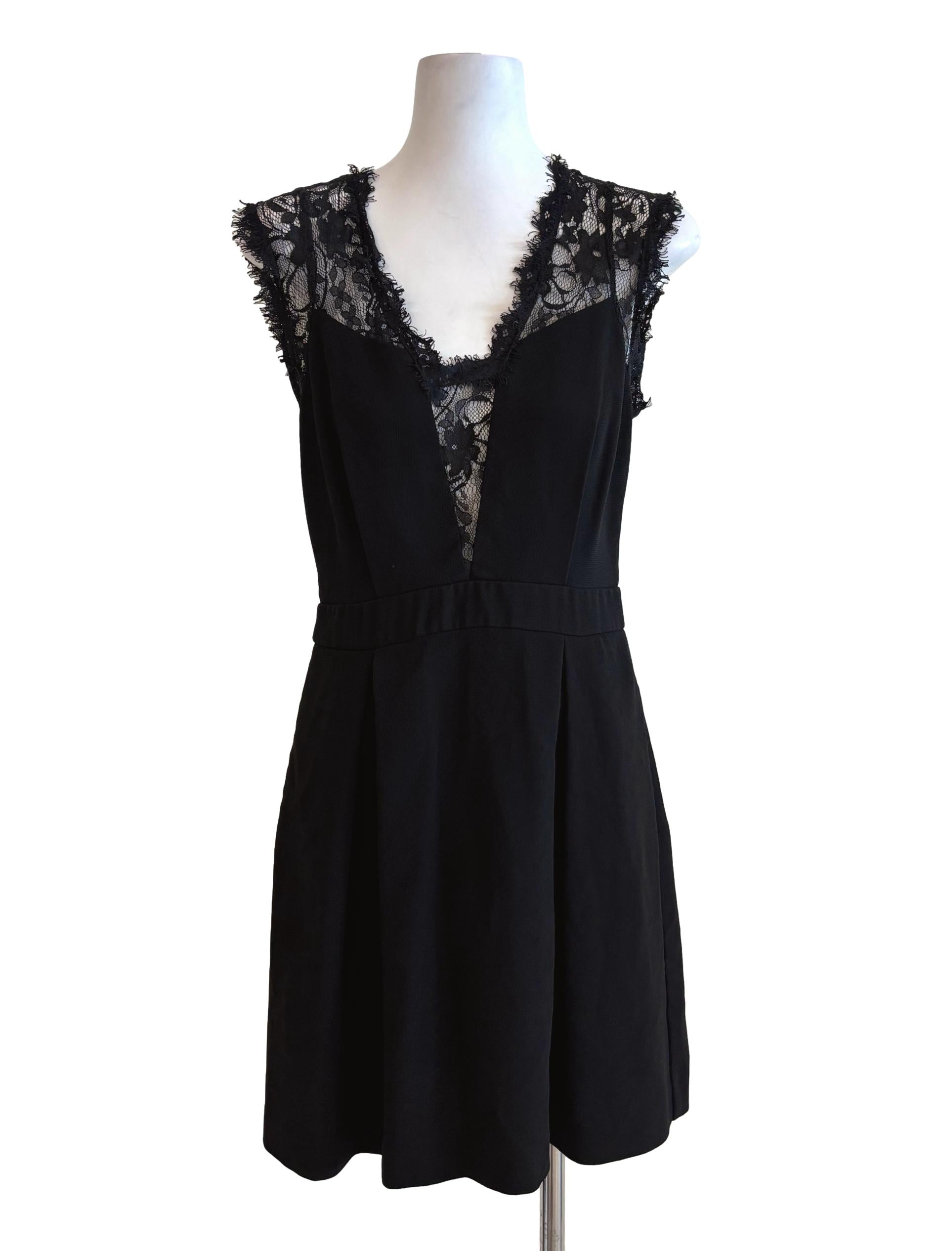 BCBGeneration Rich Black Lace Back A-Line Dress