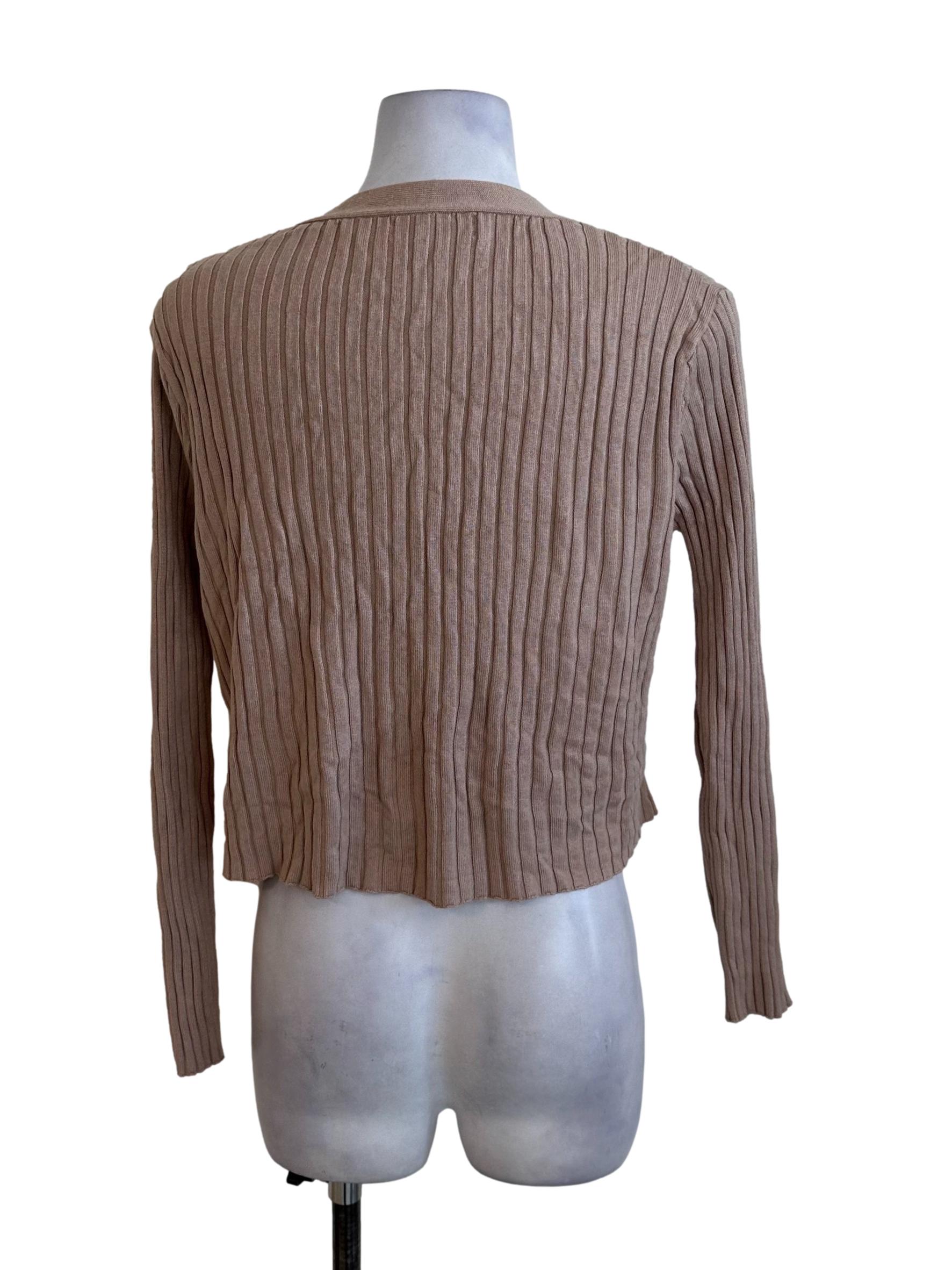 Sand Brown Knit Button Cardigan