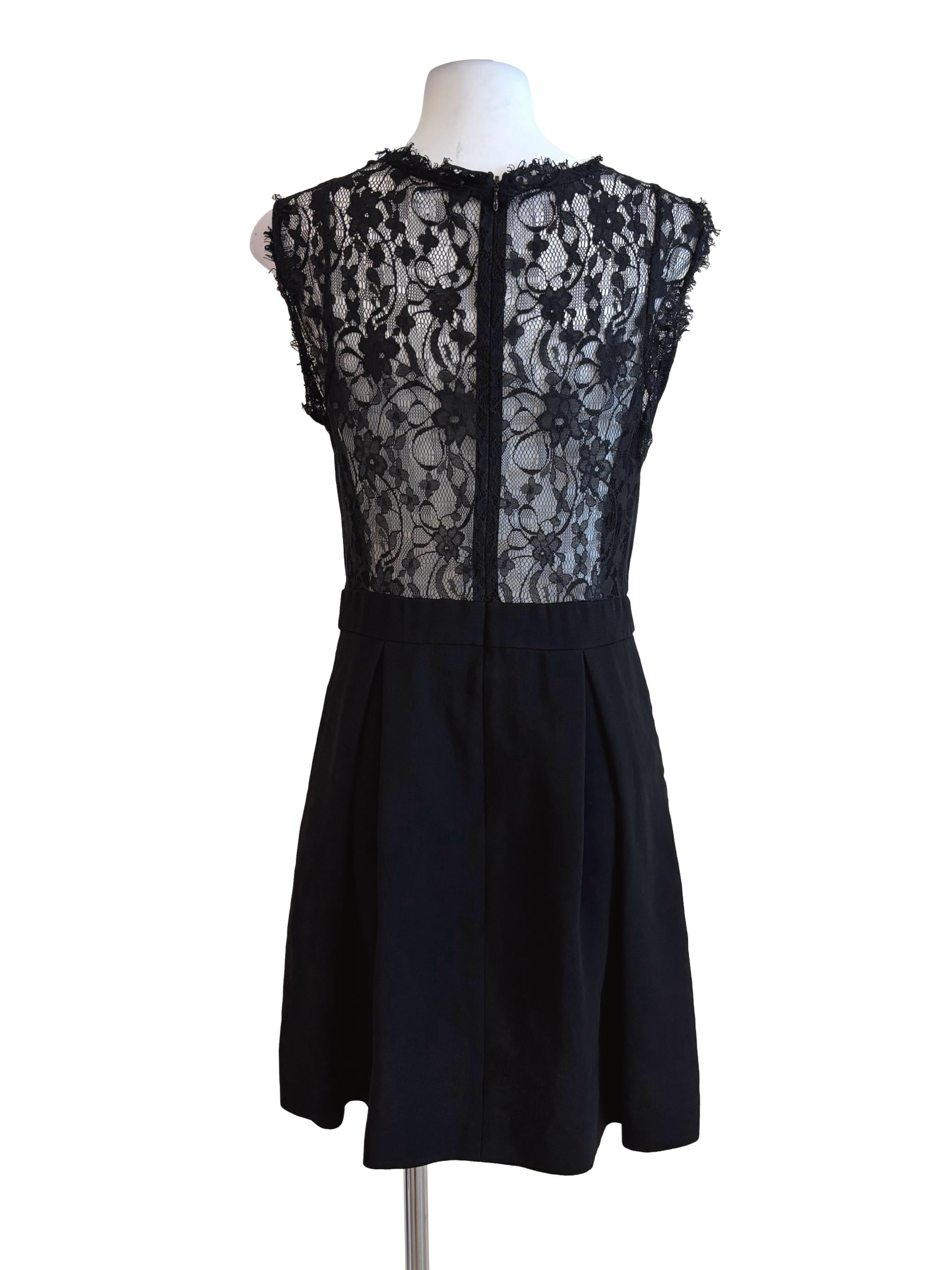 Rich Black Lace Back A-Line Dress