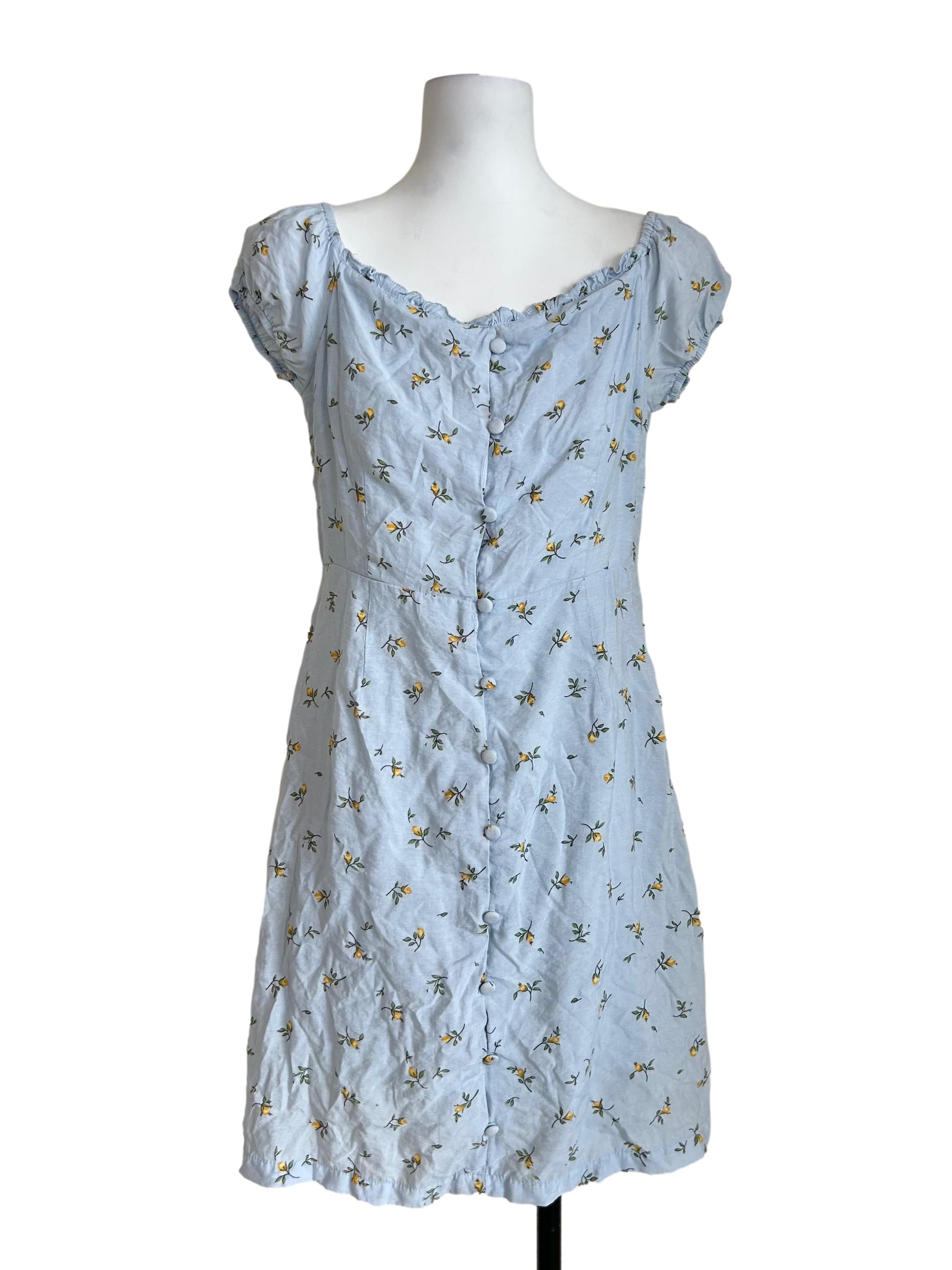 Light Blue Button Mini Dress