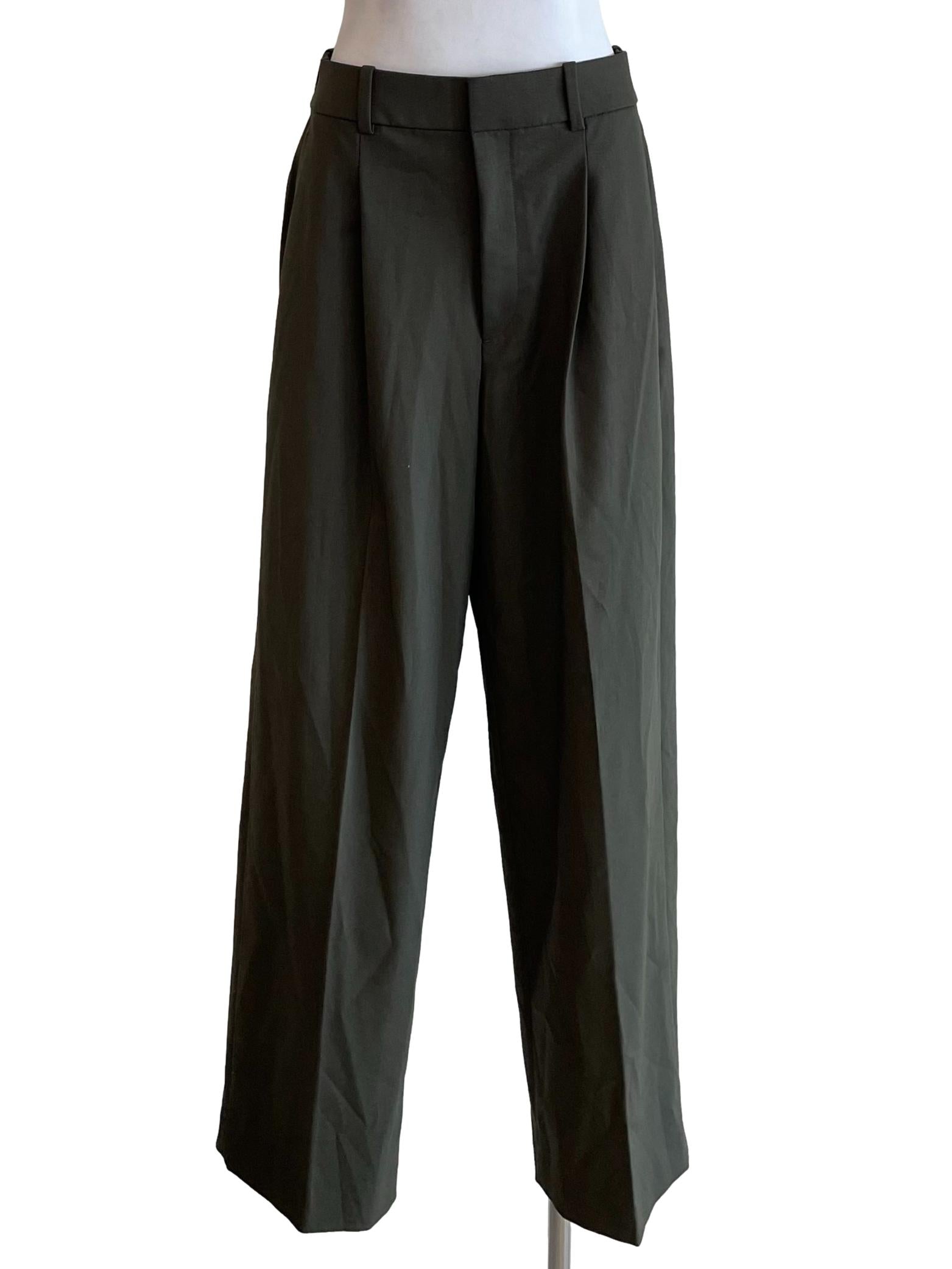 Dark Moss Pleated Formal Pants