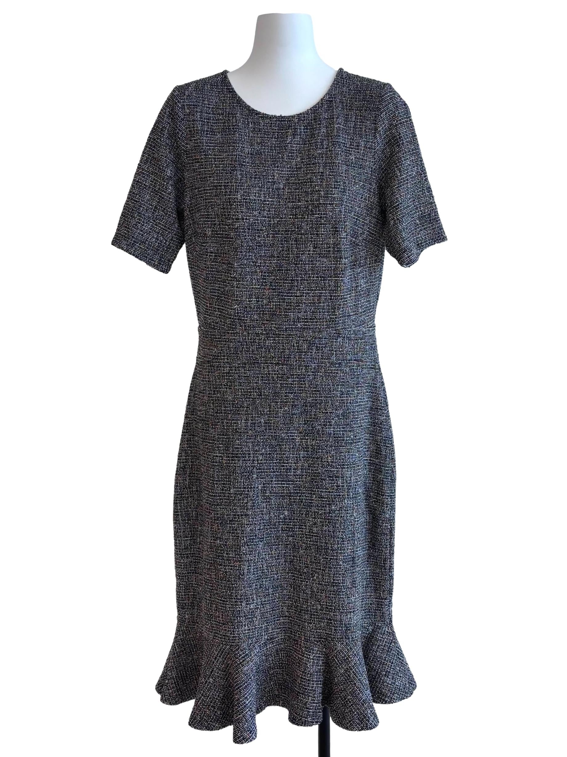 Black Gia Flounce Hem Tweed Dress CSN