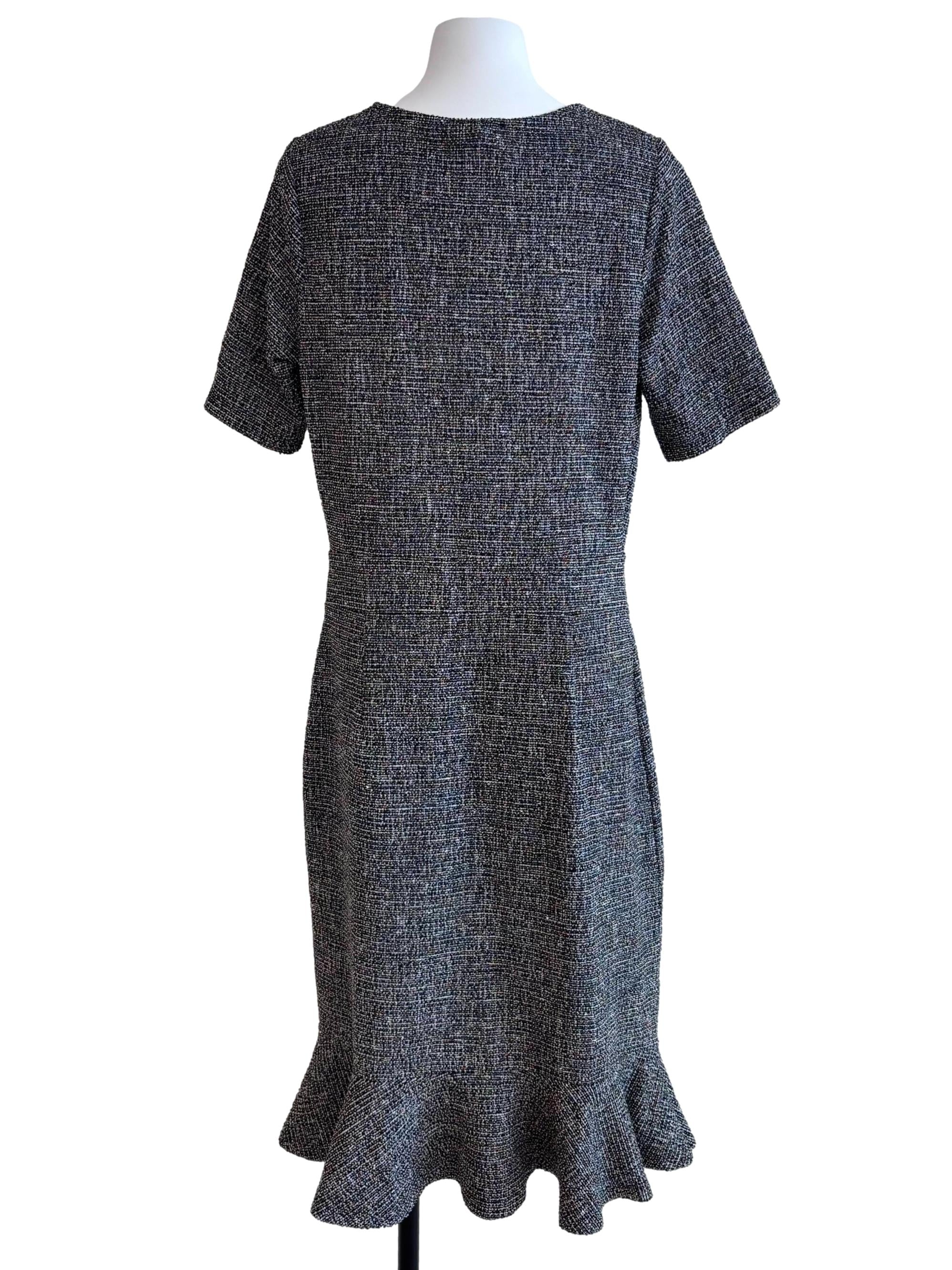 Black Gia Flounce Hem Tweed Dress CSN