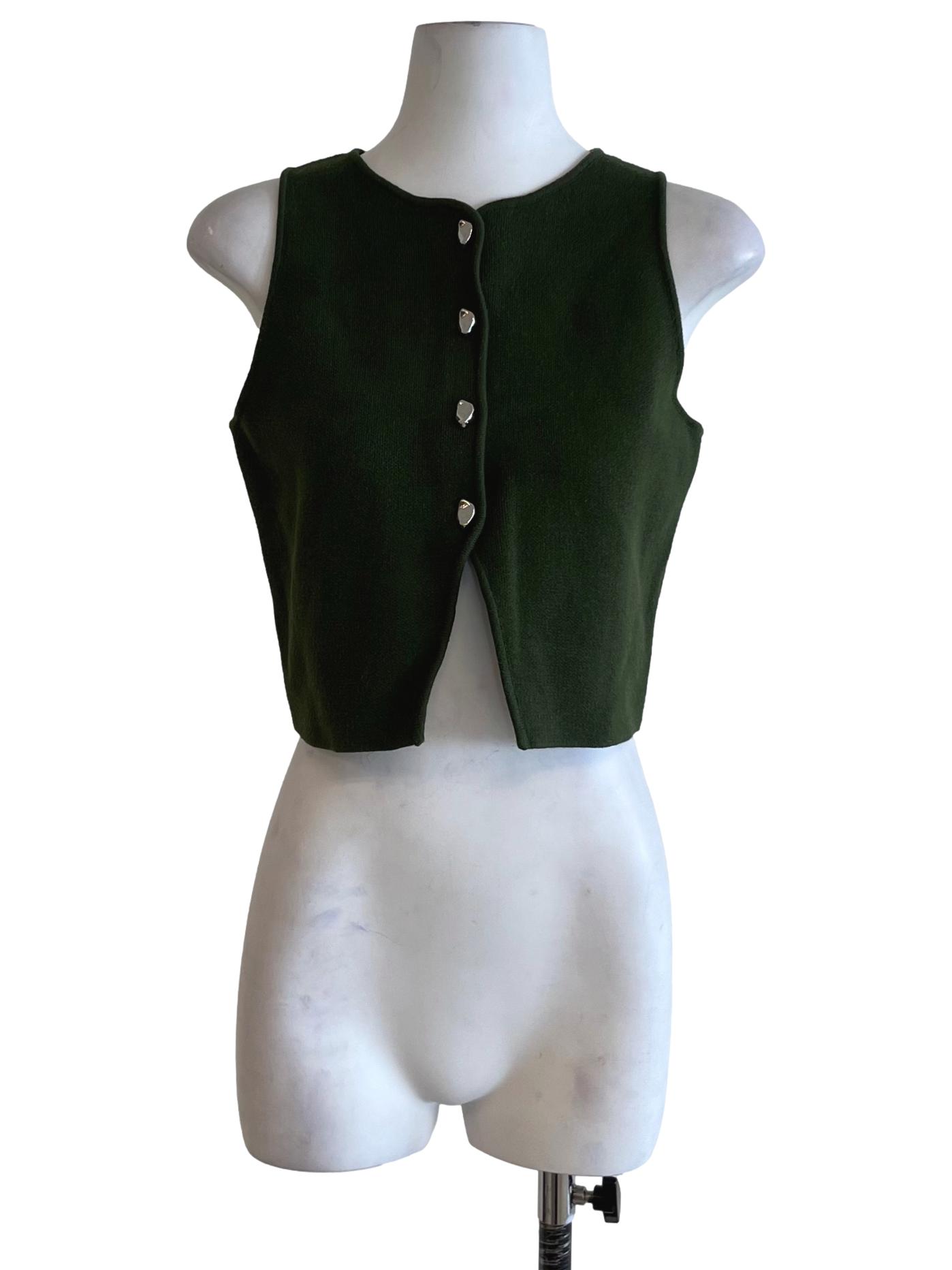 Juniper Green Jewel Neckline Sleeveless Top
