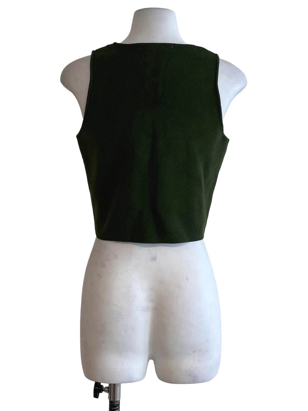 Juniper Green Jewel Neckline Sleeveless Top