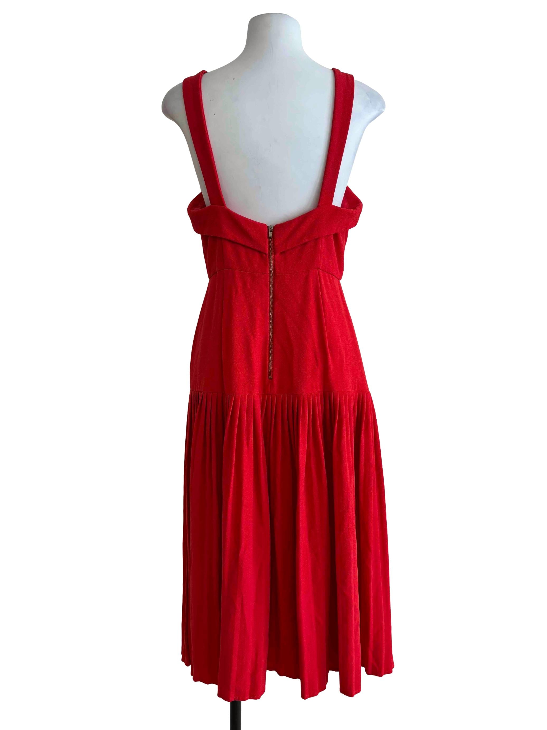 Candy Red Apron Neck Flare Dress