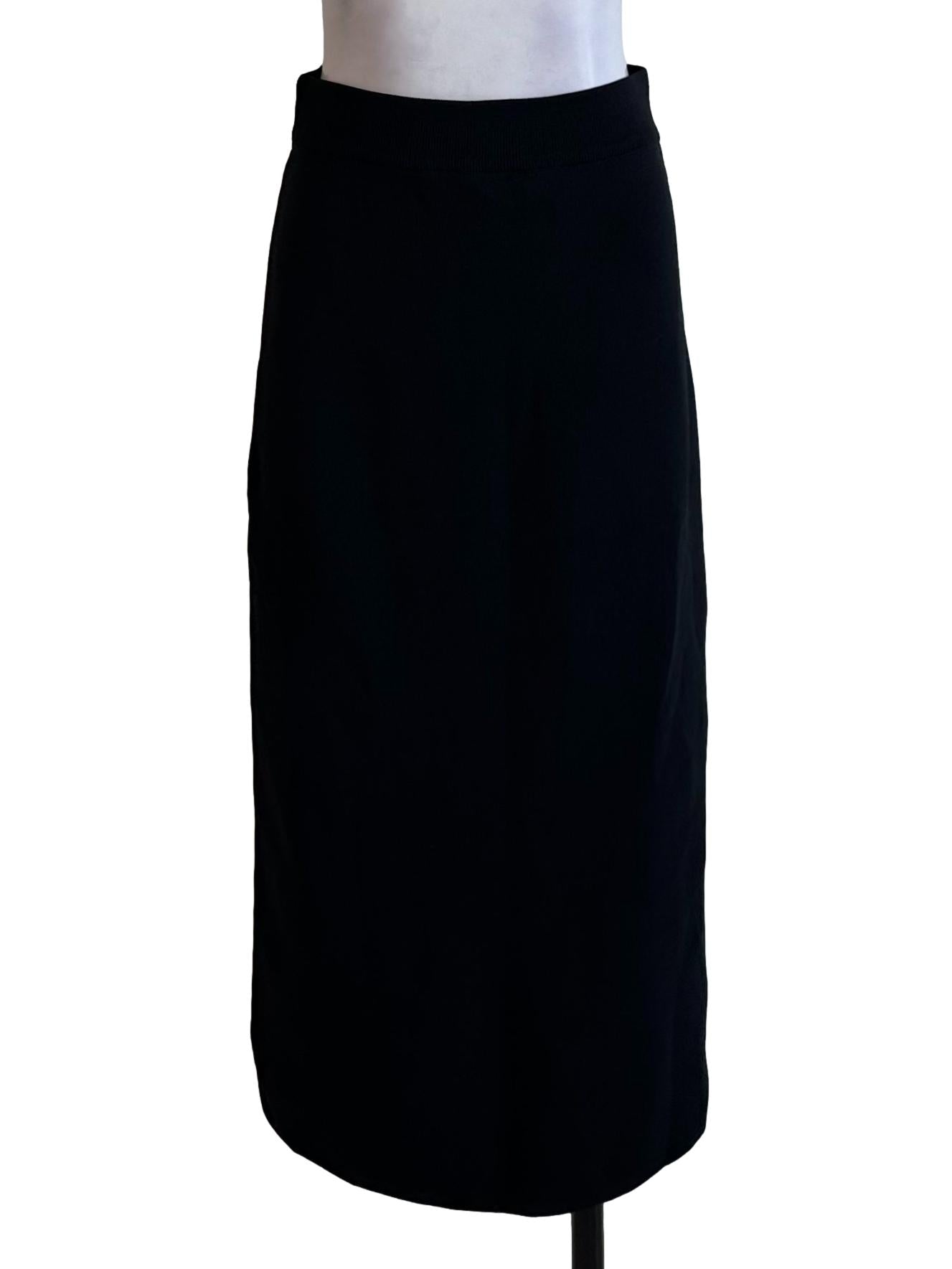 Raven Black Knit Pencil Slit Skirt OSN