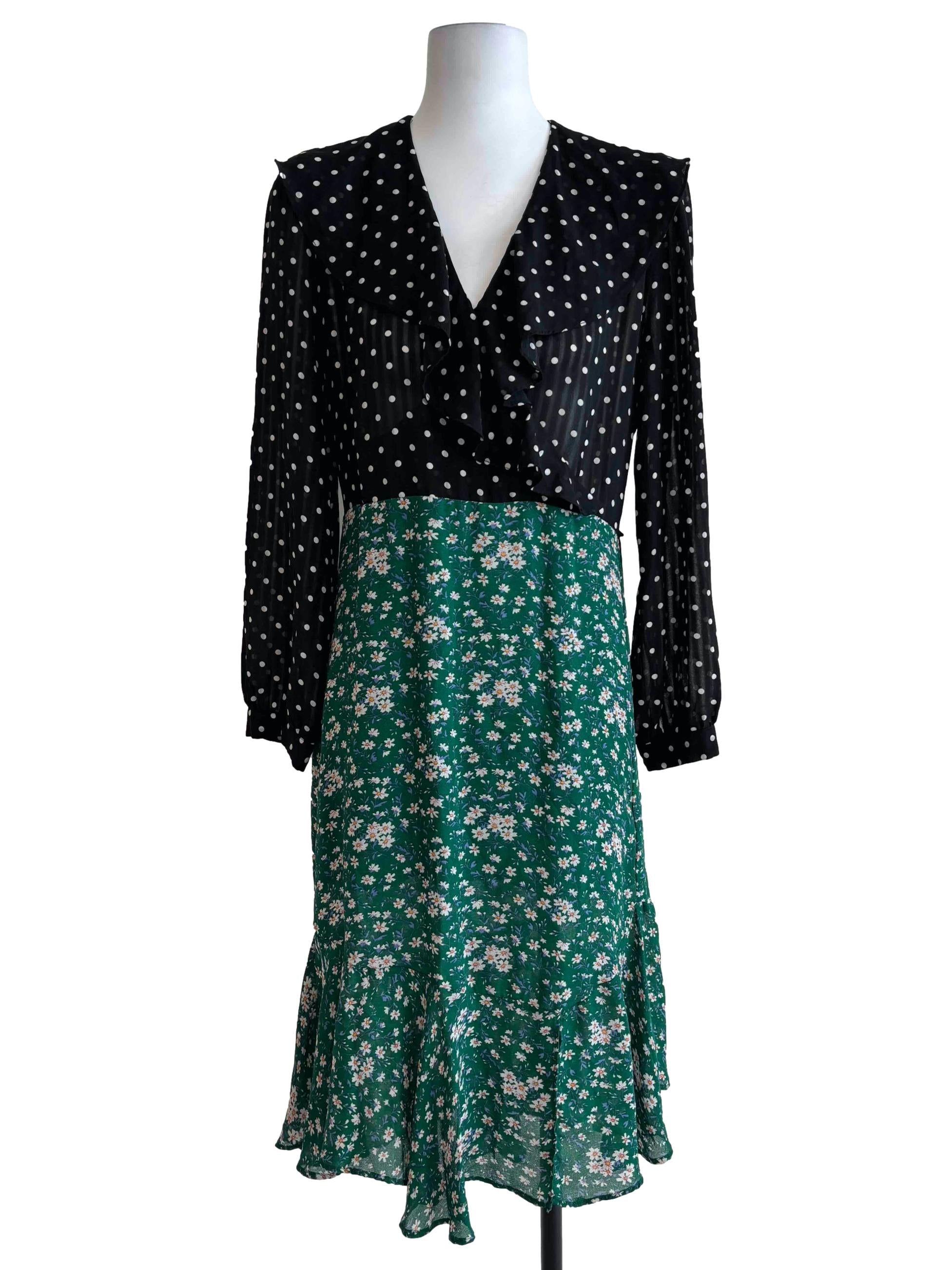 Black And Green Mix Pattern Dress