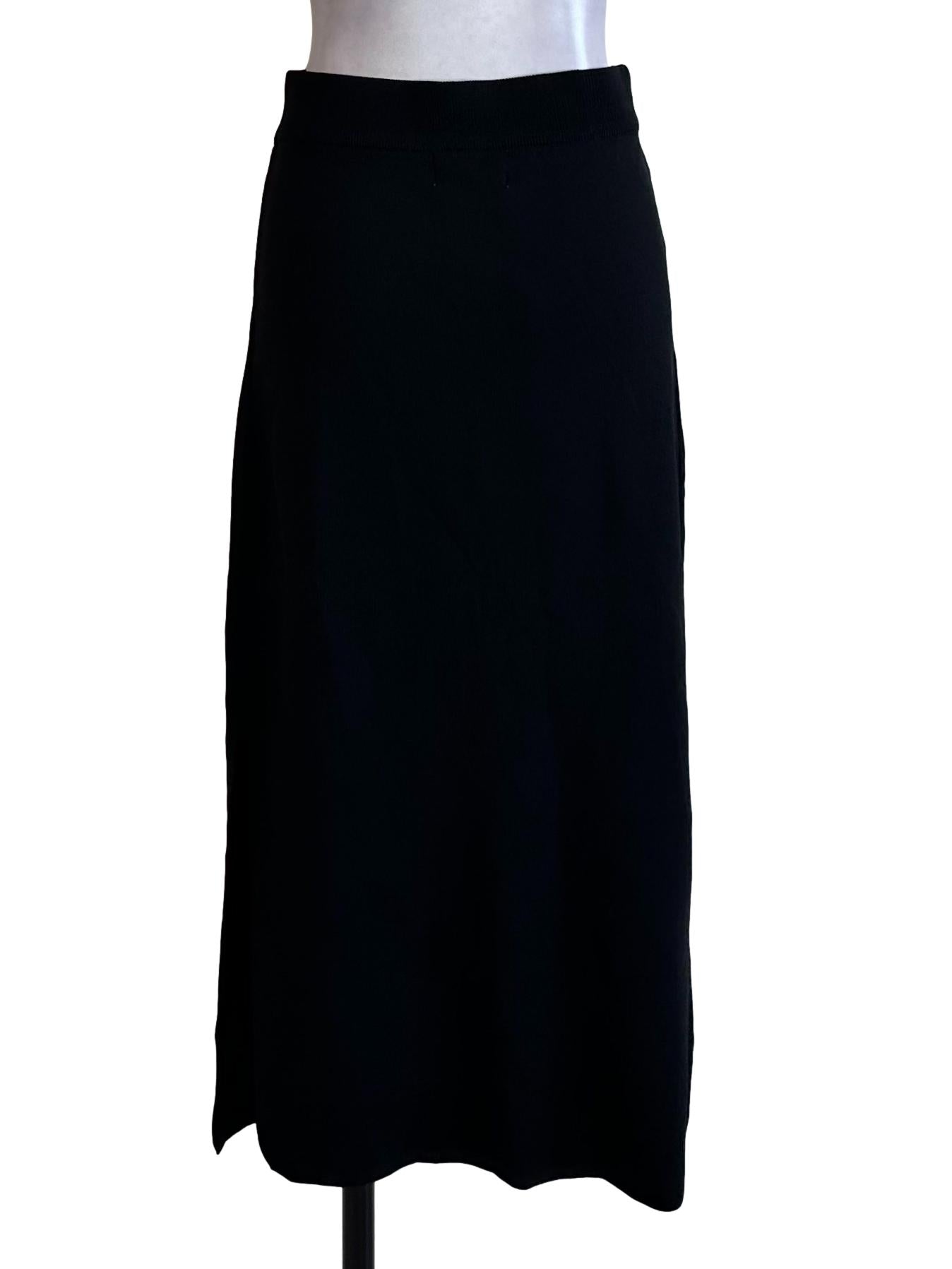 Raven Black Knit Pencil Slit Skirt OSN