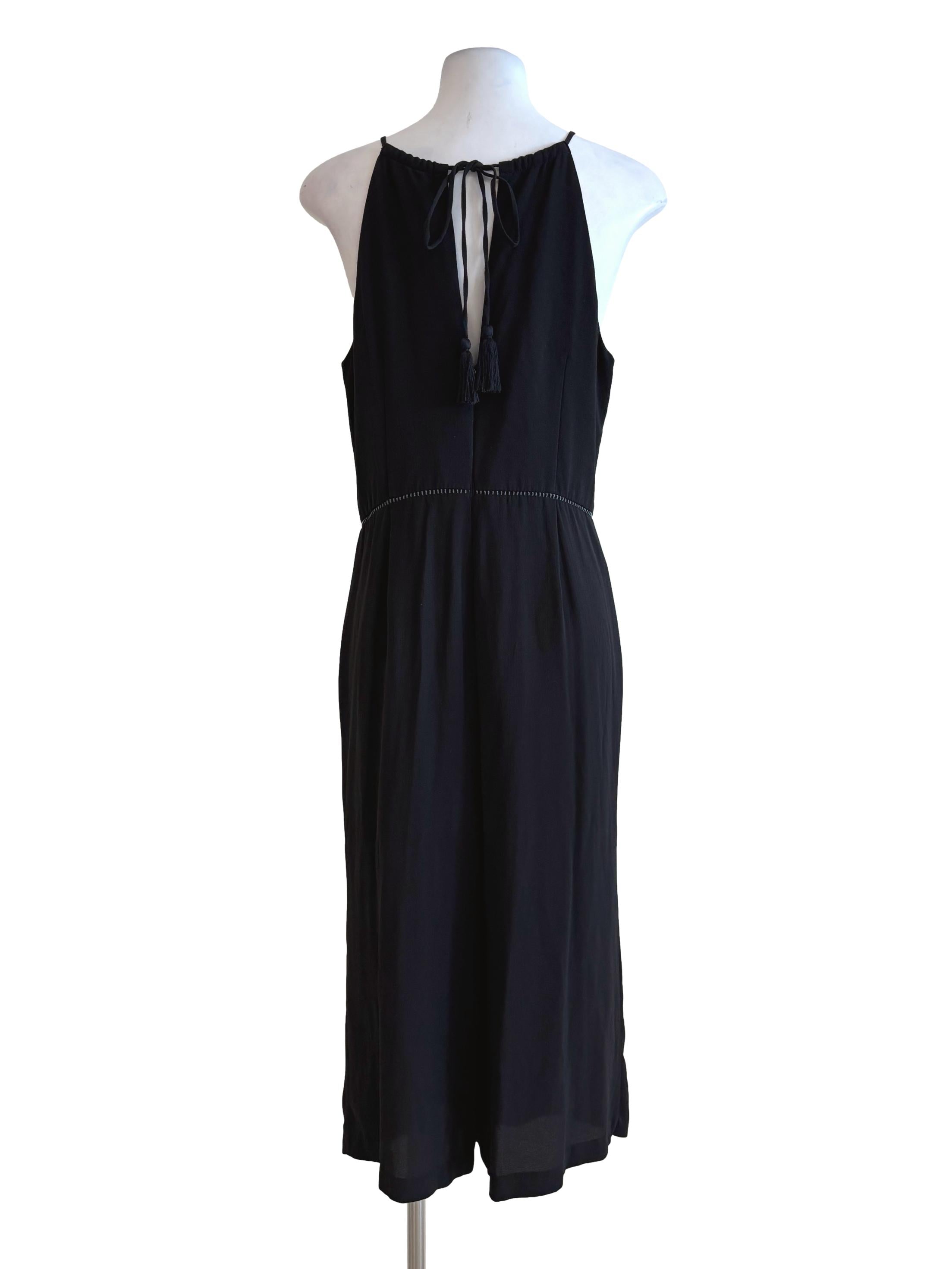 Soft Black Embroidered Halter Romper