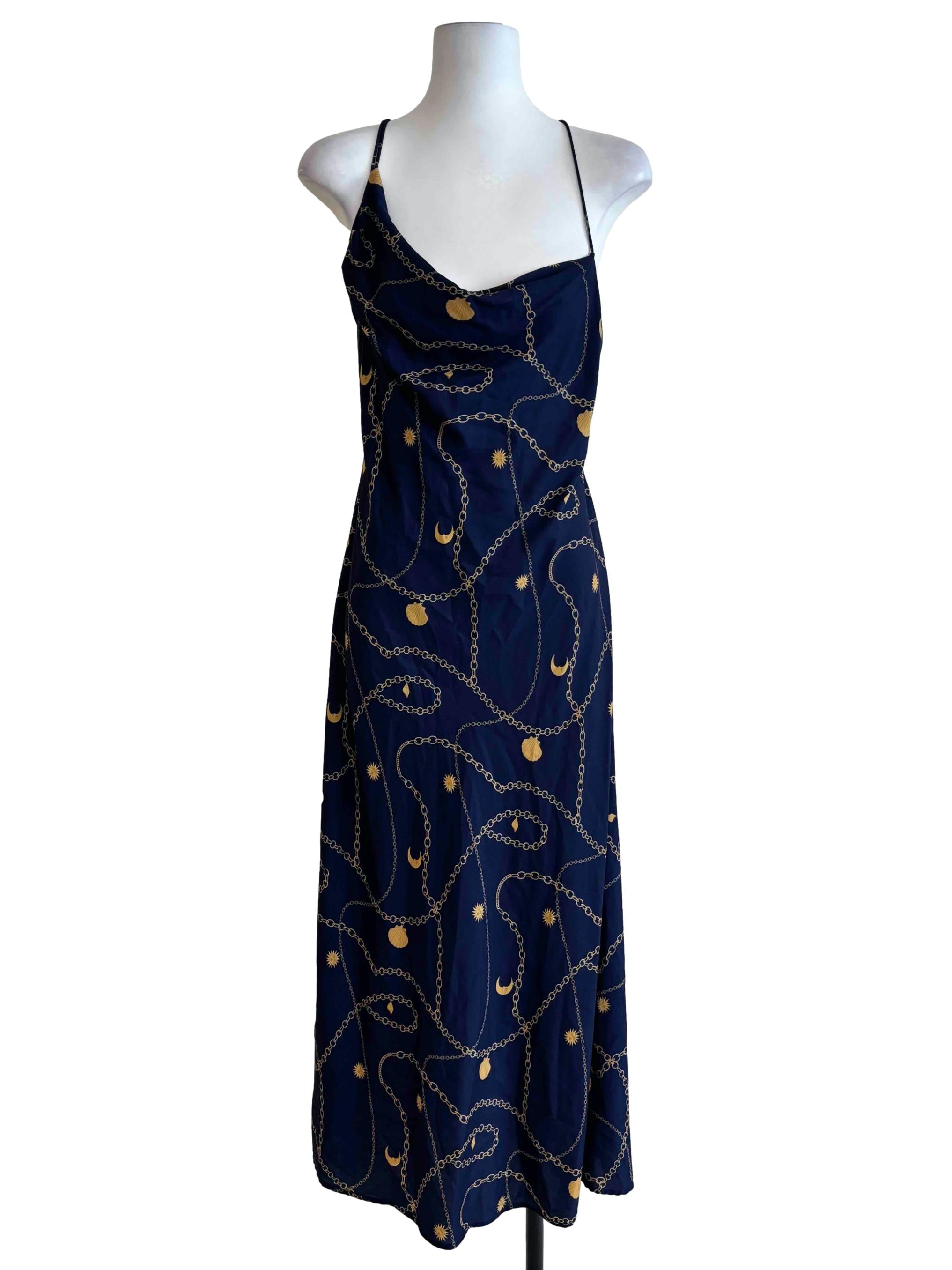 Indigo Blue Asymmetrical Cowl Dress